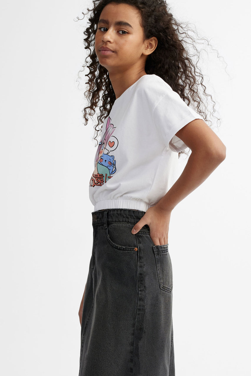 Jupe longue en jeans - Ado fille && NOIR