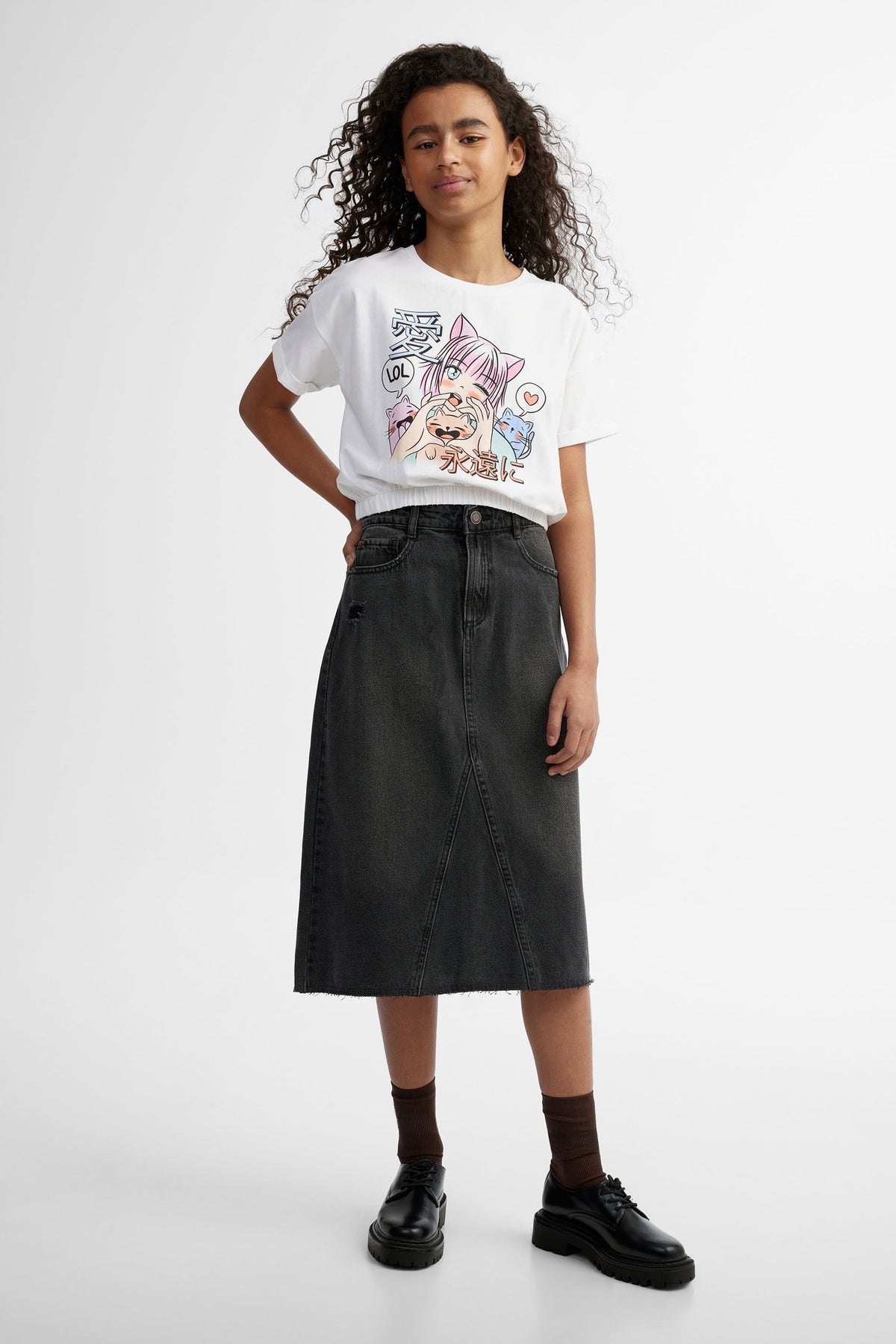 Jupe longue fluide bleu marine à pois | The Kooples - France Jupe longue fluide bleu marine à pois | The Kooples - France