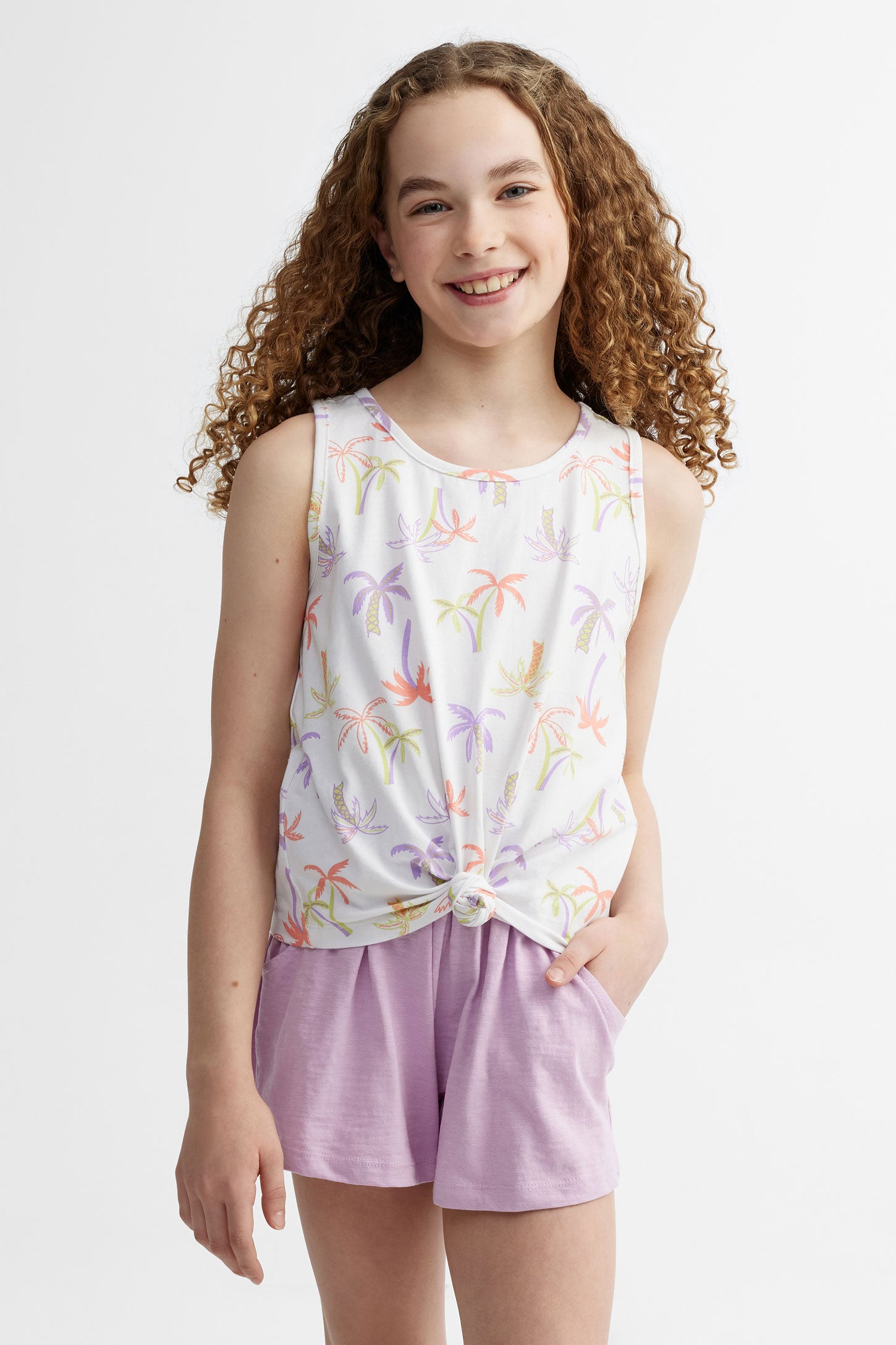 Camisole nouée au bas en coton, 2/25$ - Ado fille && BLANC MULTI