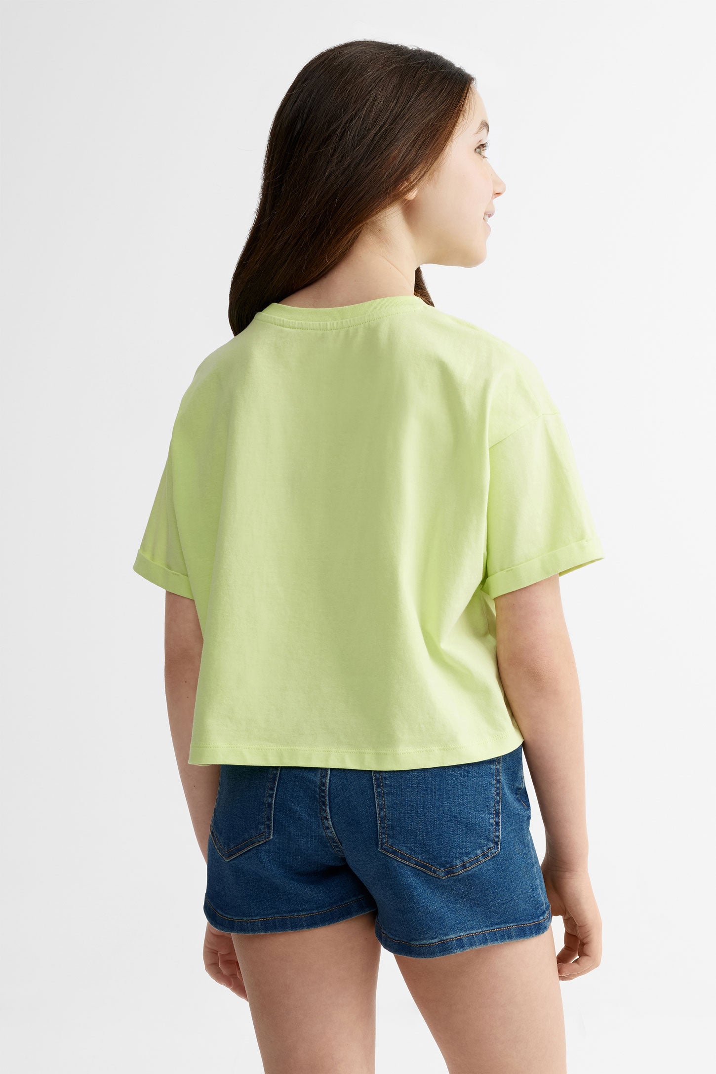 T-shirt col rond en coton, 2/25$ - Ado fille && VERT PALE