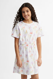 Robe manches courtes en coton - Ado fille && BLANC MULTI