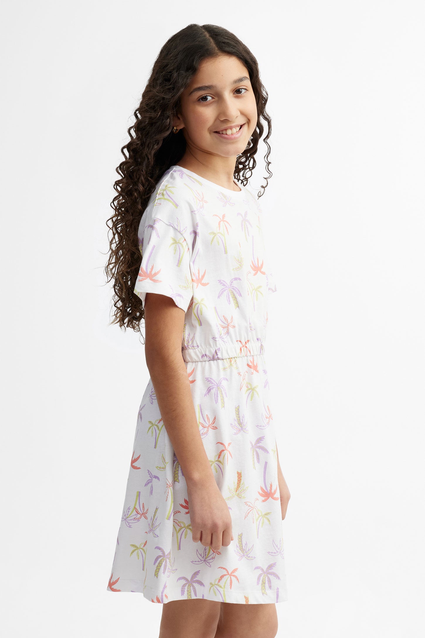 Robe manches courtes en coton - Ado fille && BLANC MULTI