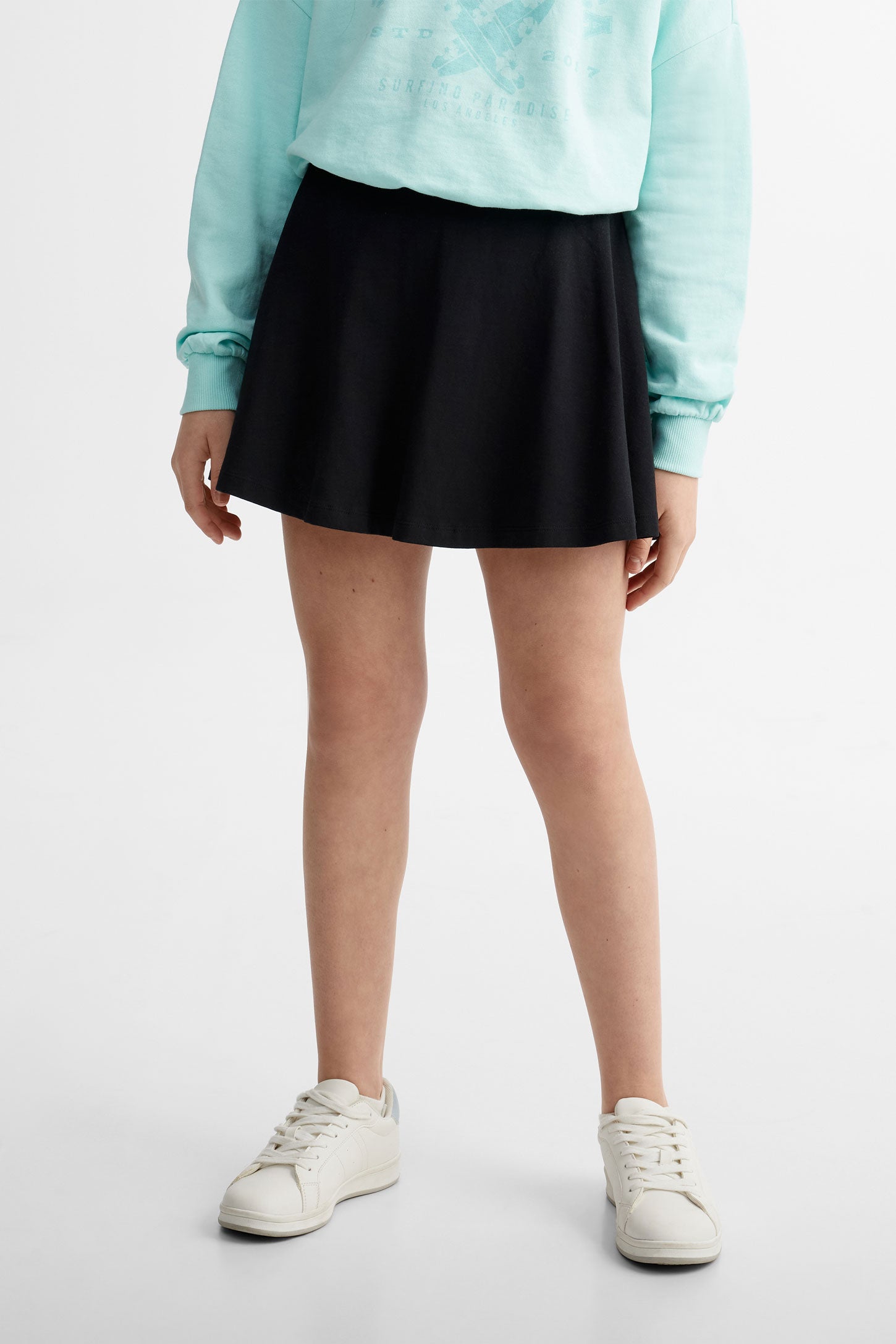 Jupe-short patineuse en coton - Ado fille && NOIR