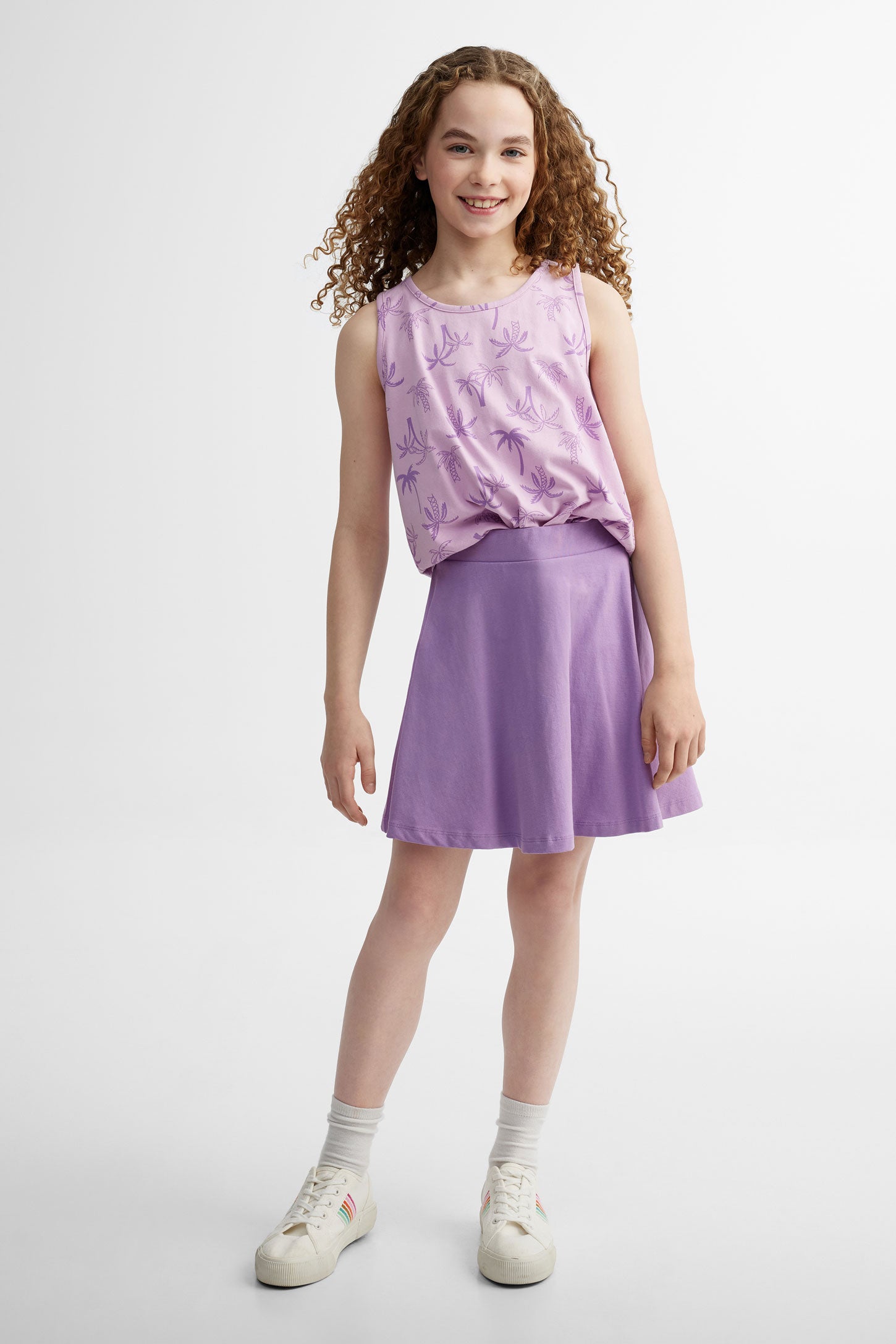Jupe-short patineuse en coton - Ado fille && MAUVE