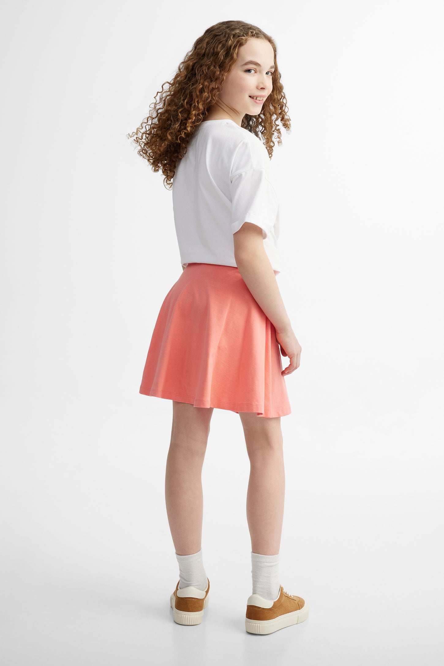 Jupe-short patineuse en coton - Ado fille && CORAIL