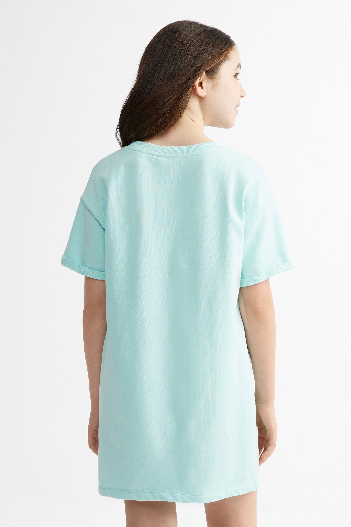 Robe t-shirt imprimée en coton - Ado fille && BLEU PALE