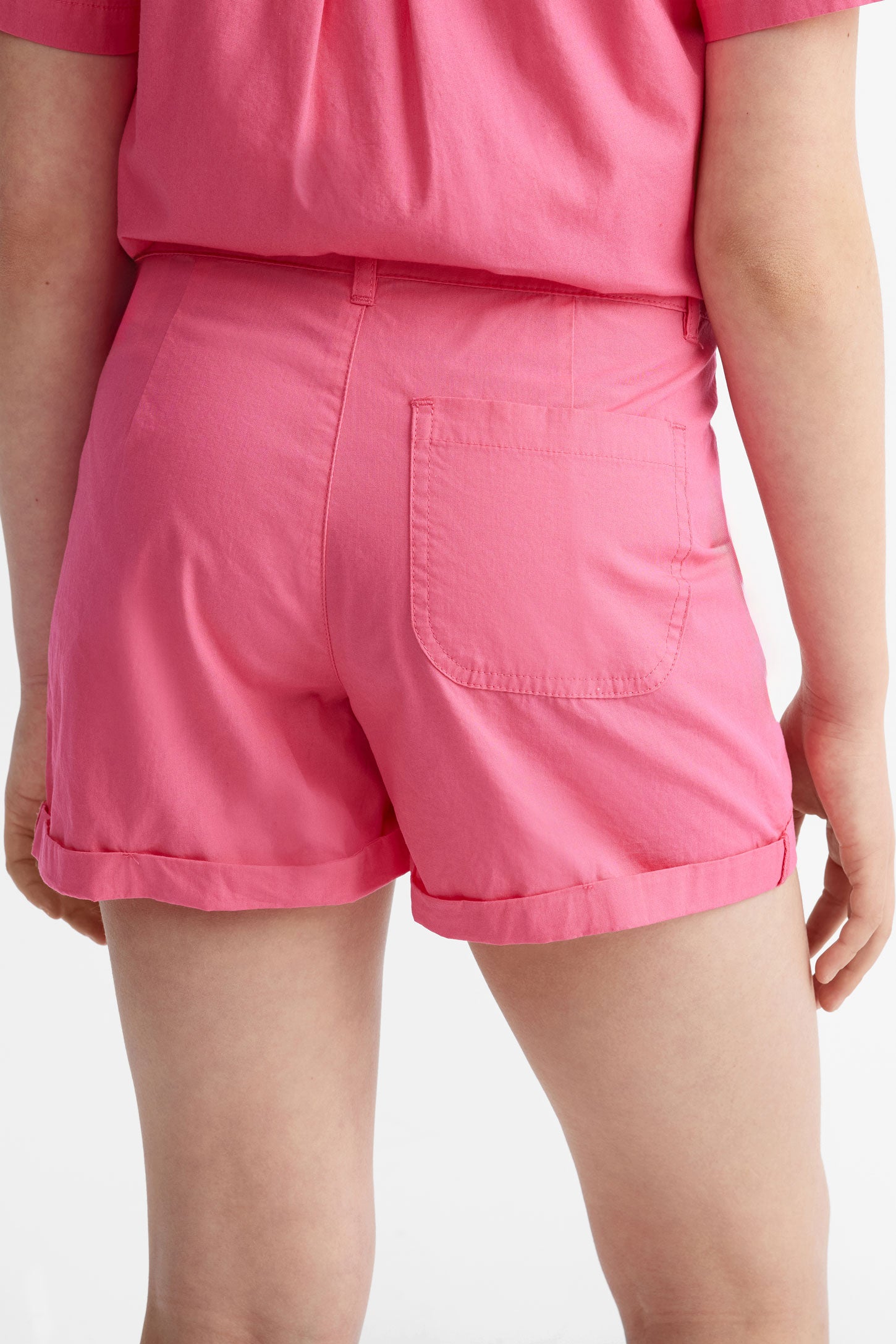 Short à revers en coton - Ado fille && ROSE FUCHSIA