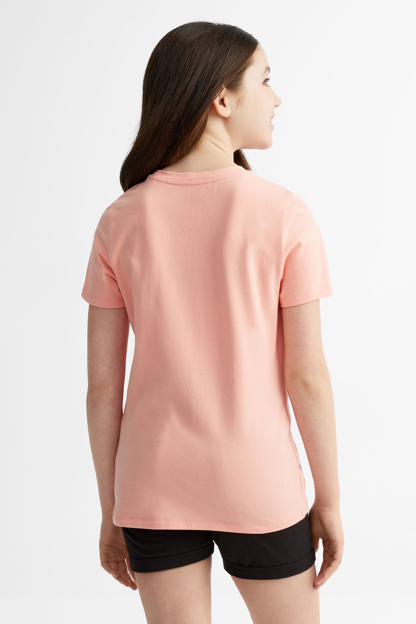 T-shirt col rond à poche en coton, 2/25$ -  Ado fille && ORANGE