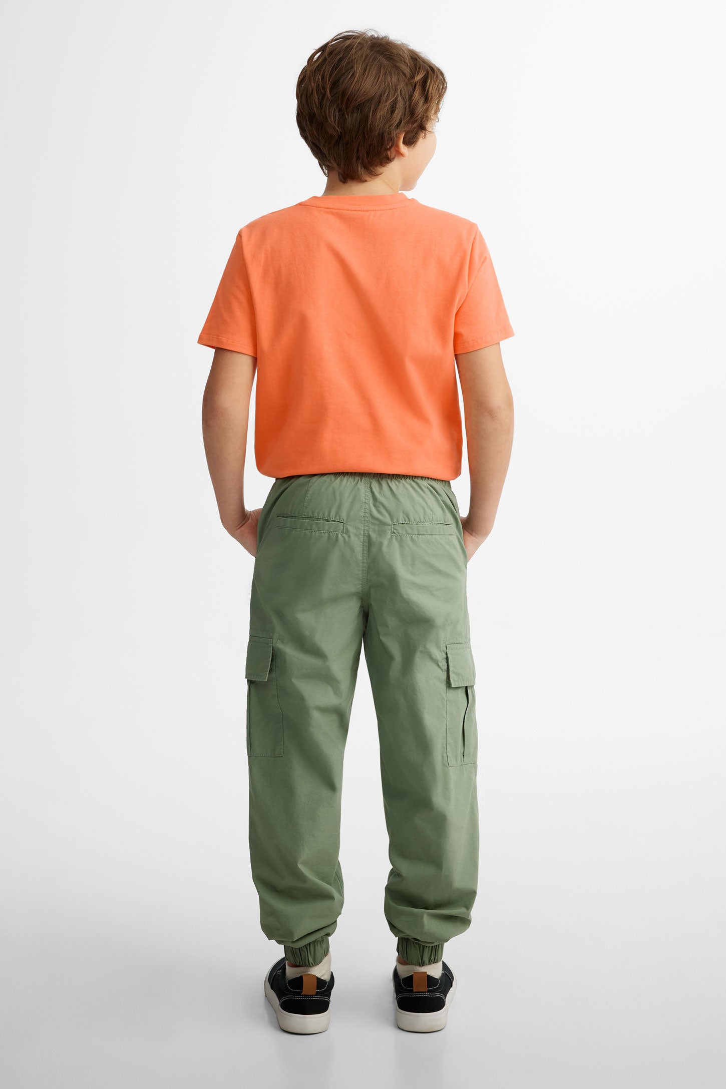 Pantalon jogger cargo en popeline, 2/50$ - Ado garçon && VERT