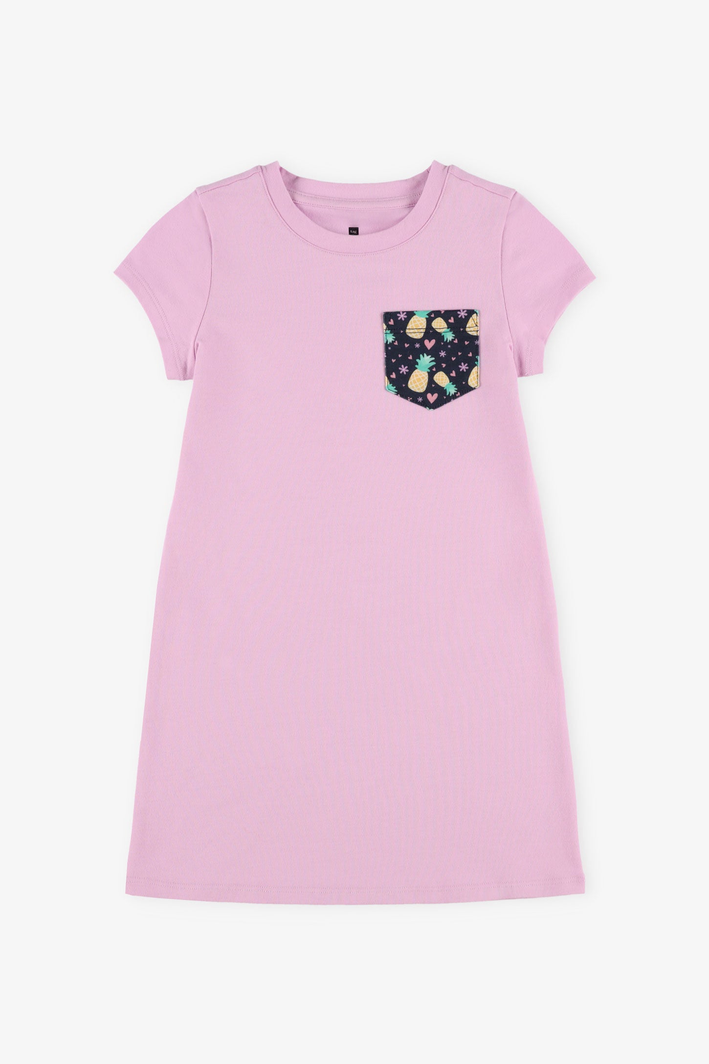 Robe t-shirt à poche en coton - Enfant fille && MAUVE