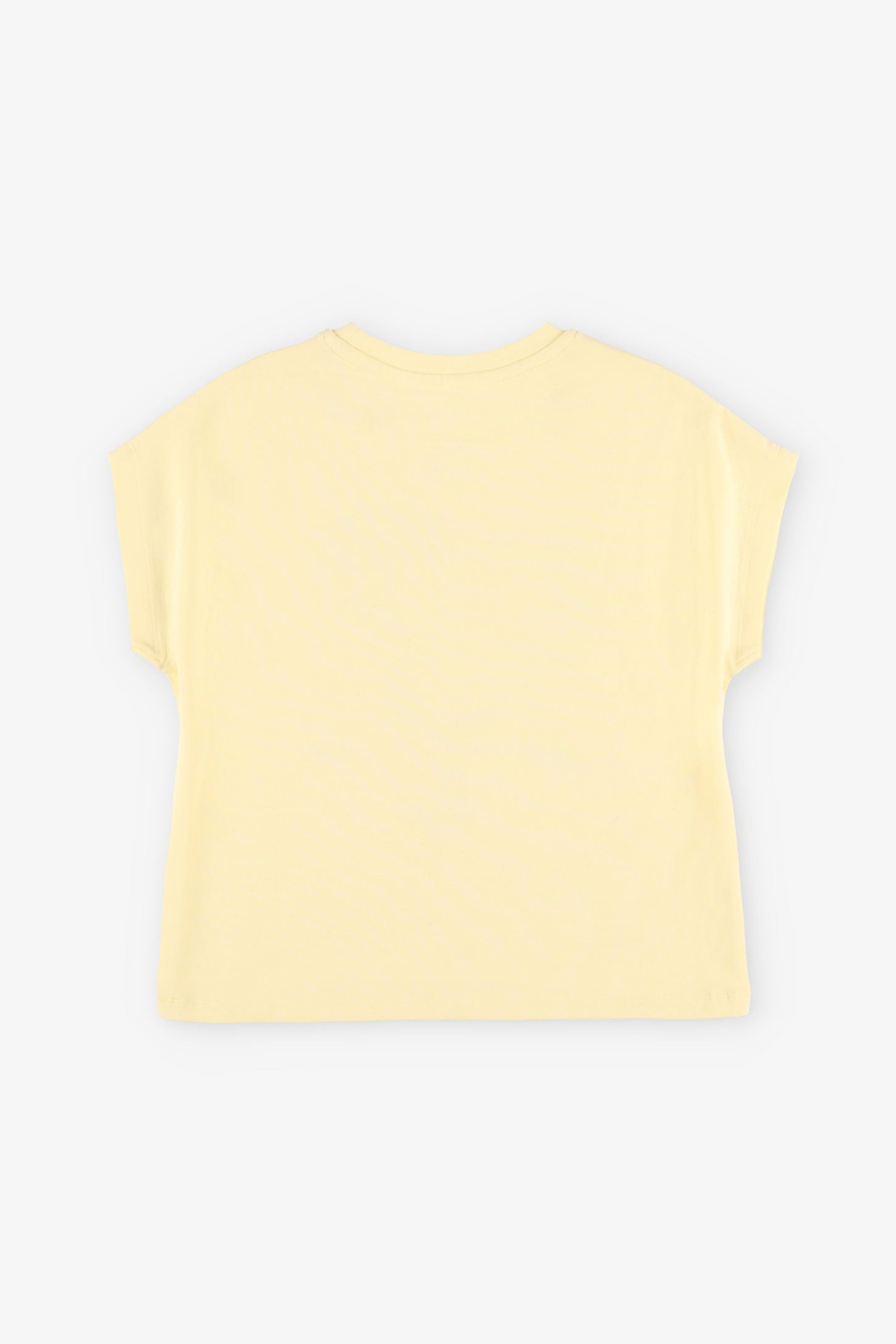 T-shirt col rond imprimé en coton, 2/20$ - Enfant fille && JAUNE