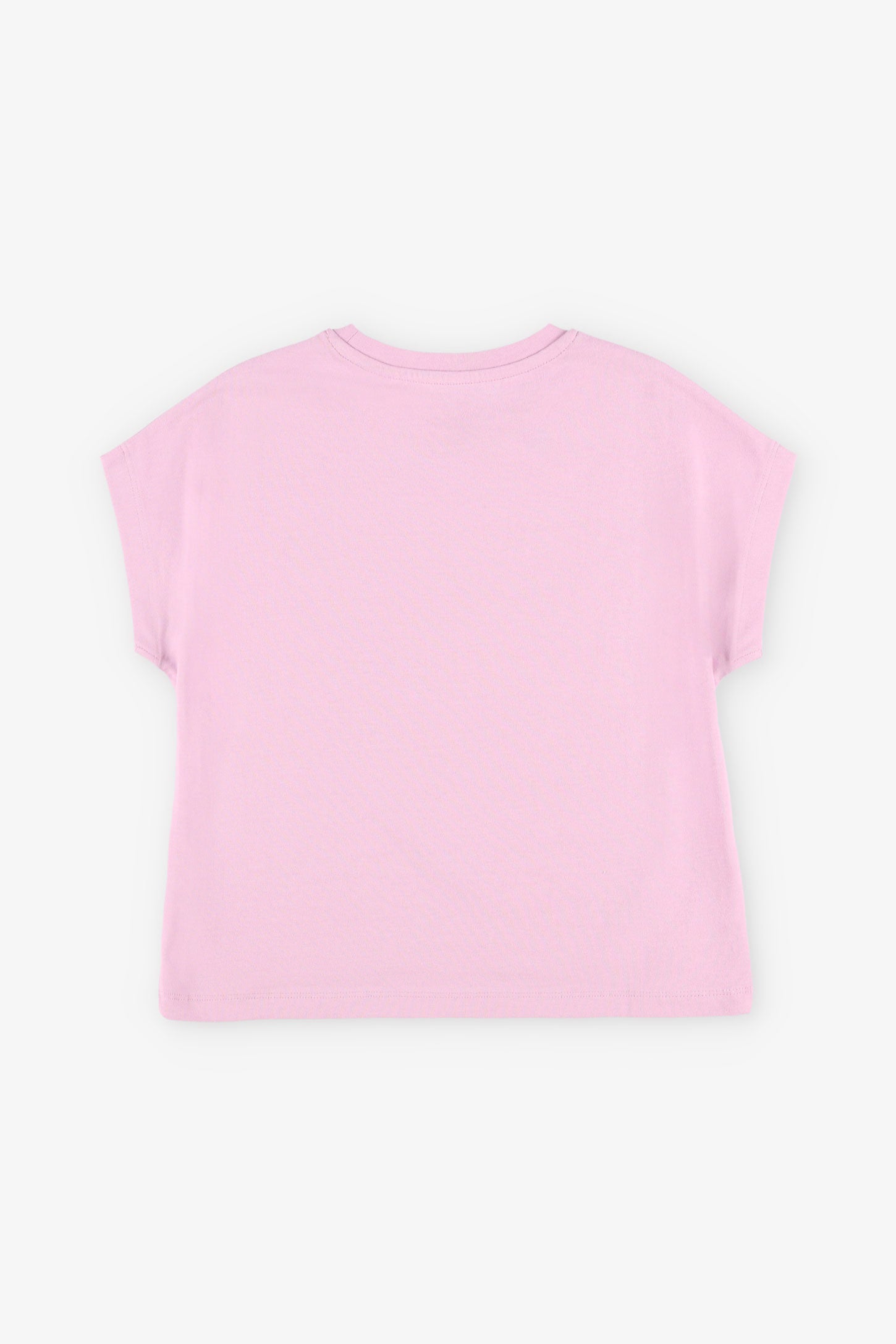 T-shirt col rond imprimé en coton, 2/20$ - Enfant fille && MAUVE