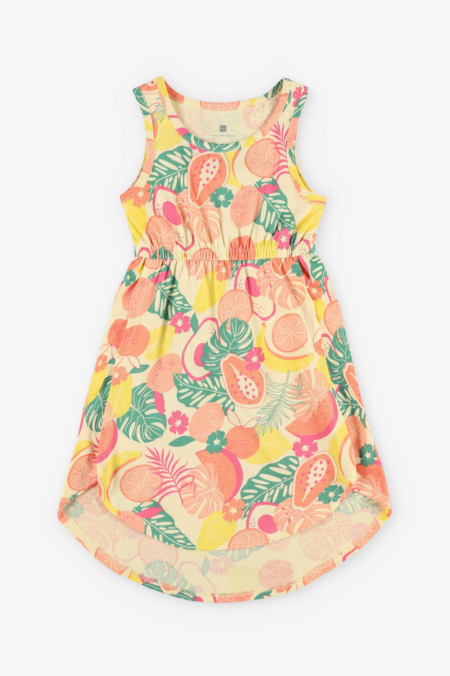 Robe sans manches imprimé en coton - Enfant fille && JAUNE/MULTI