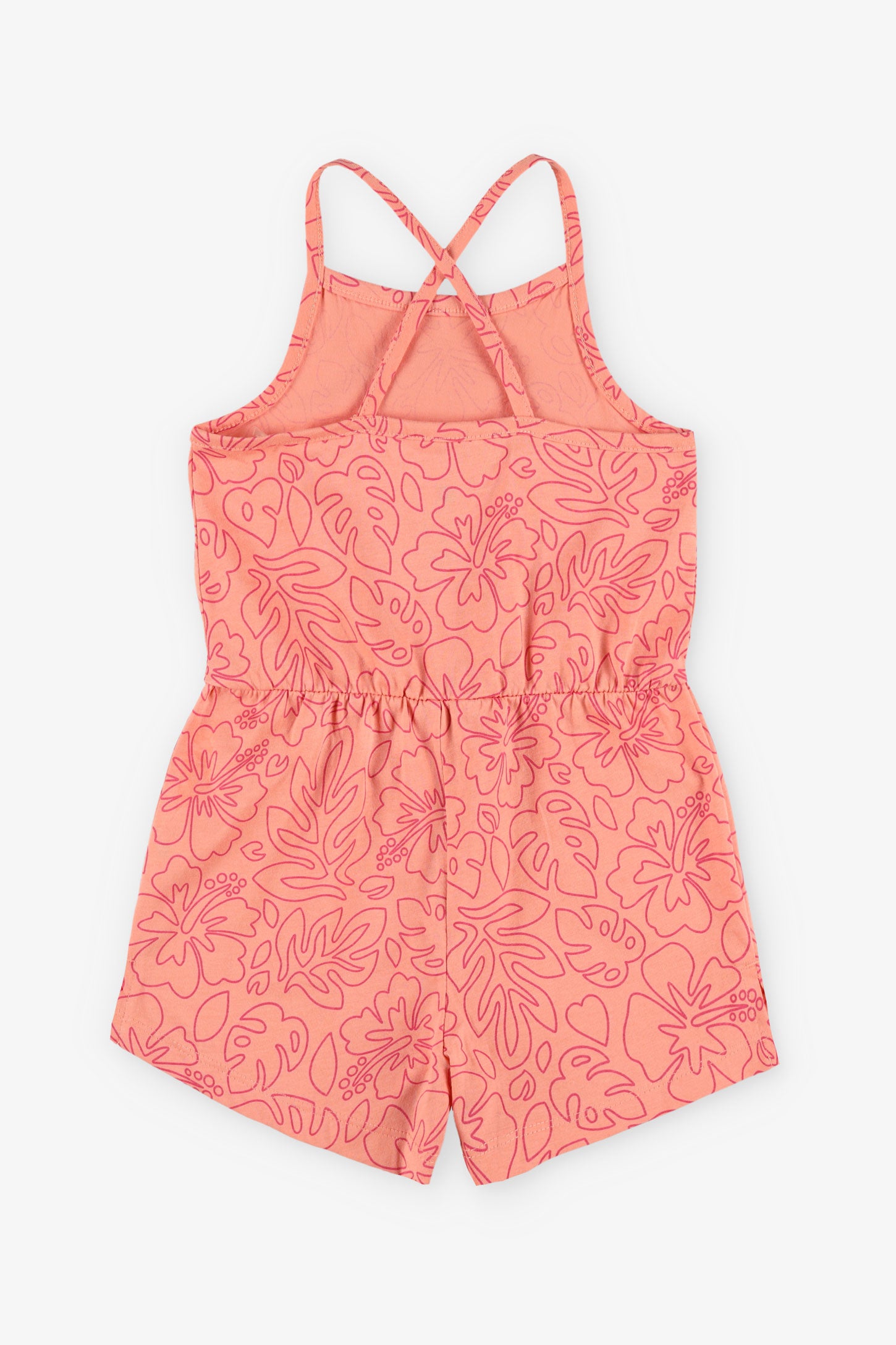 Combinaison bretelles fines en coton - Enfant fille && ORANGE MULTI