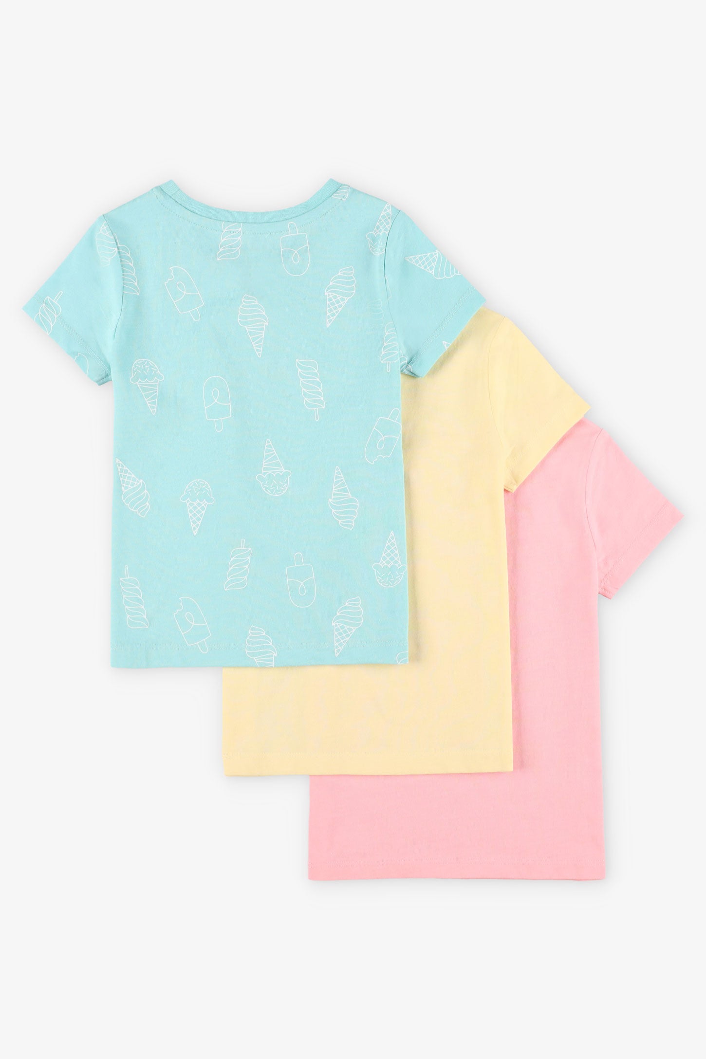 Lot de 3 t-shirts en coton - Enfant fille && ROSE PALE