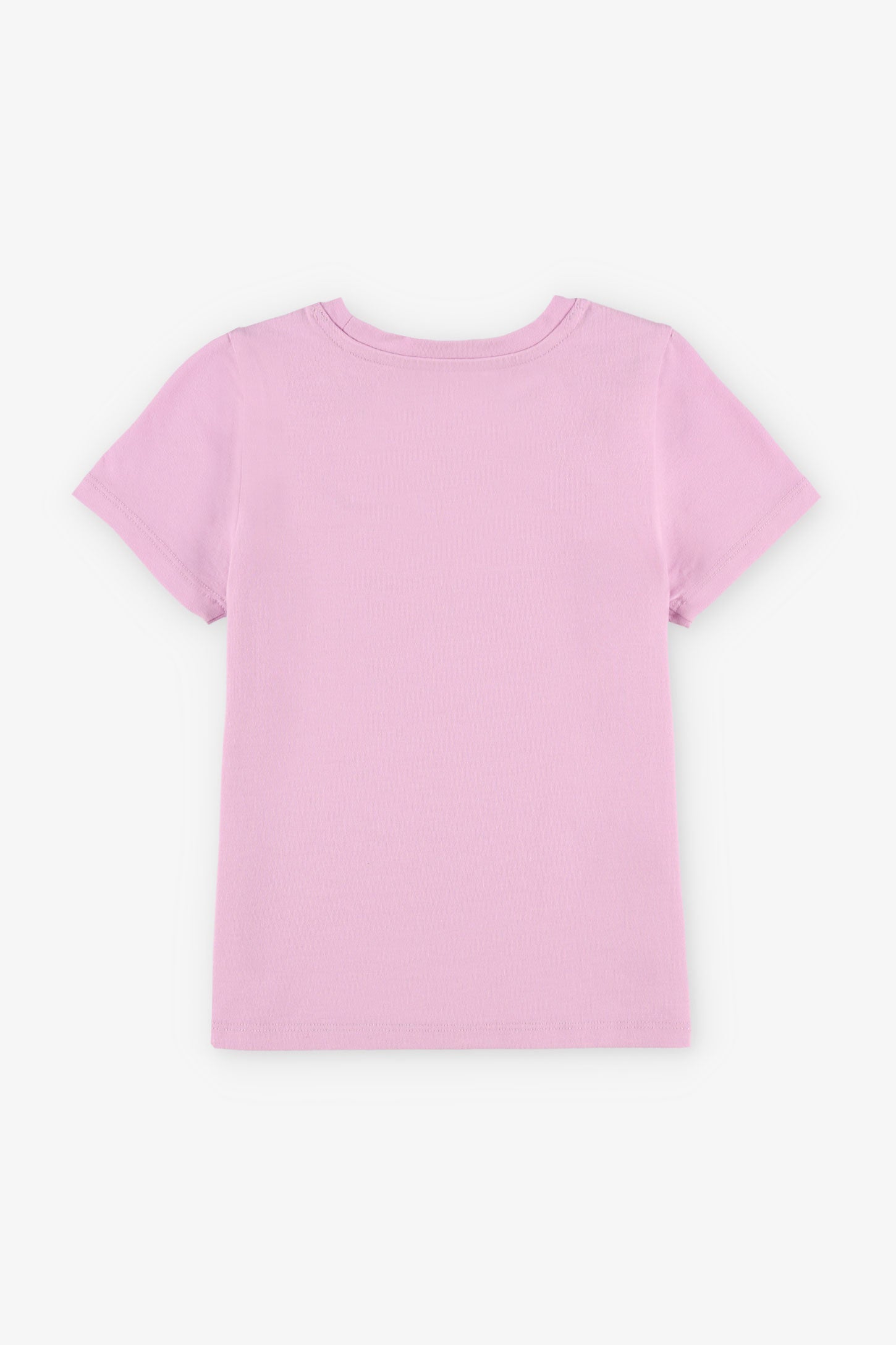 T-shirt col rond à poche en coton, 2/20$ - Enfant fille && MAUVE