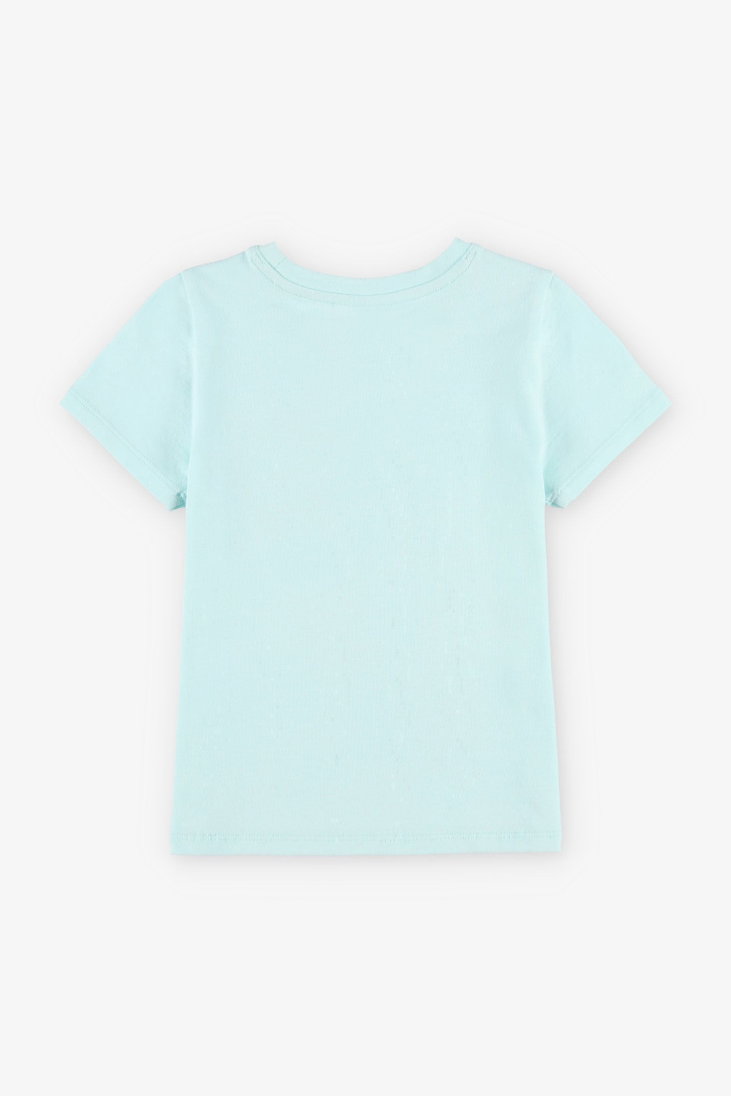 T-shirt col rond à poche en coton, 2/20$ - Enfant fille && TURQUOISE
