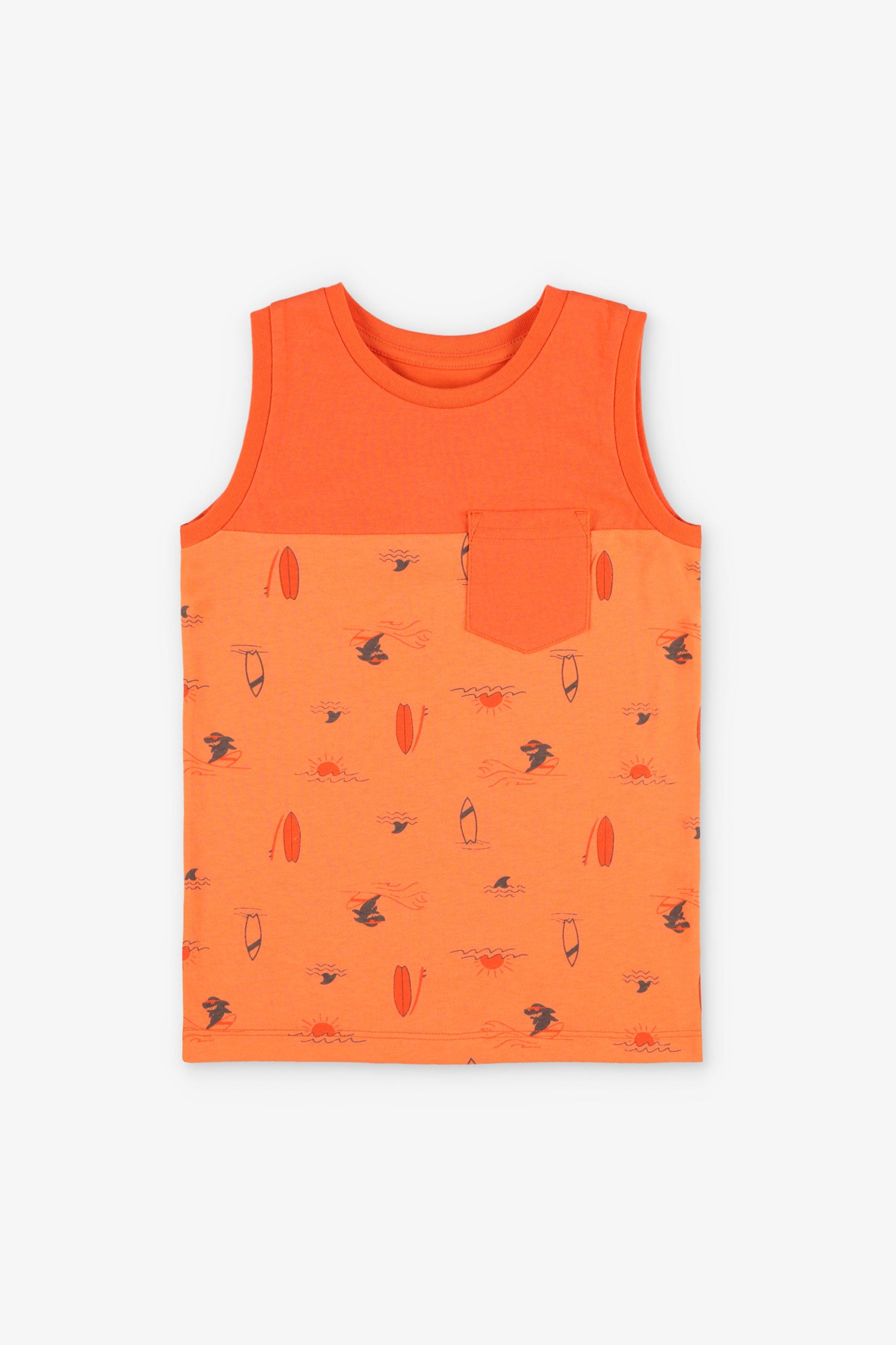 Camisole à poche en coton, 2/20$ - Enfant garçon && ORANGE