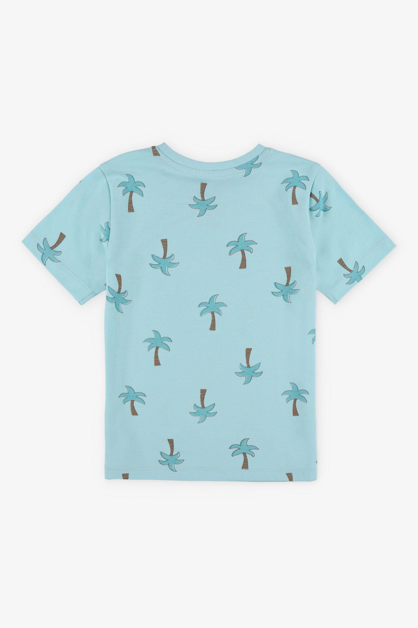 T-shirt col rond imprimé en coton, 2/20$ - Enfant garçon && TURQUOISE/MULTI