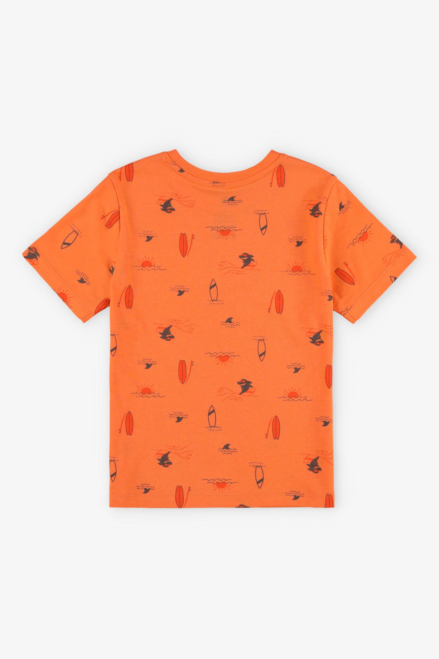 T-shirt col rond imprimé en coton, 2/20$ - Enfant garçon && ORANGE MULTI