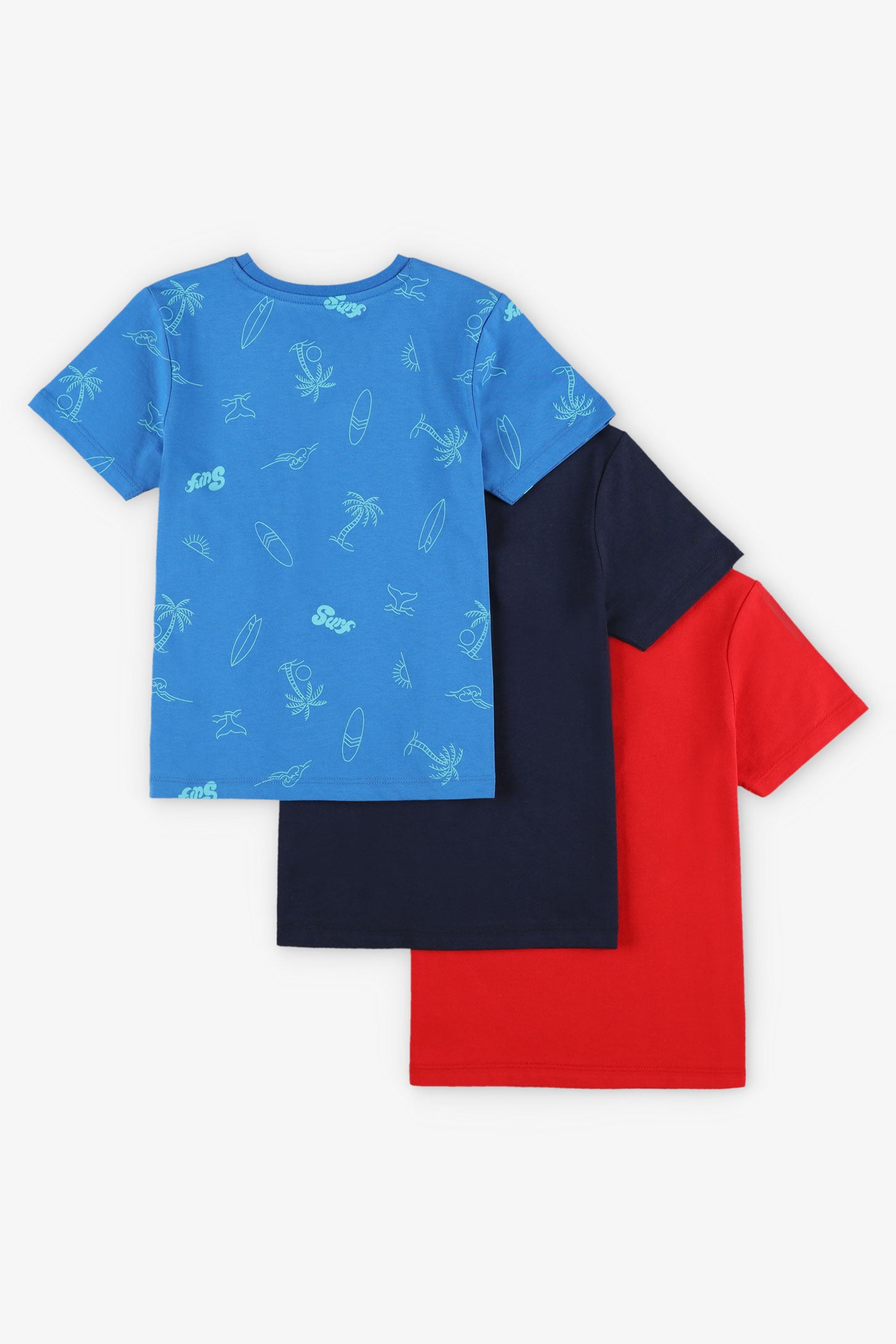 Lot de 3 t-shirts en coton - Enfant garçon && BLEU MULTI