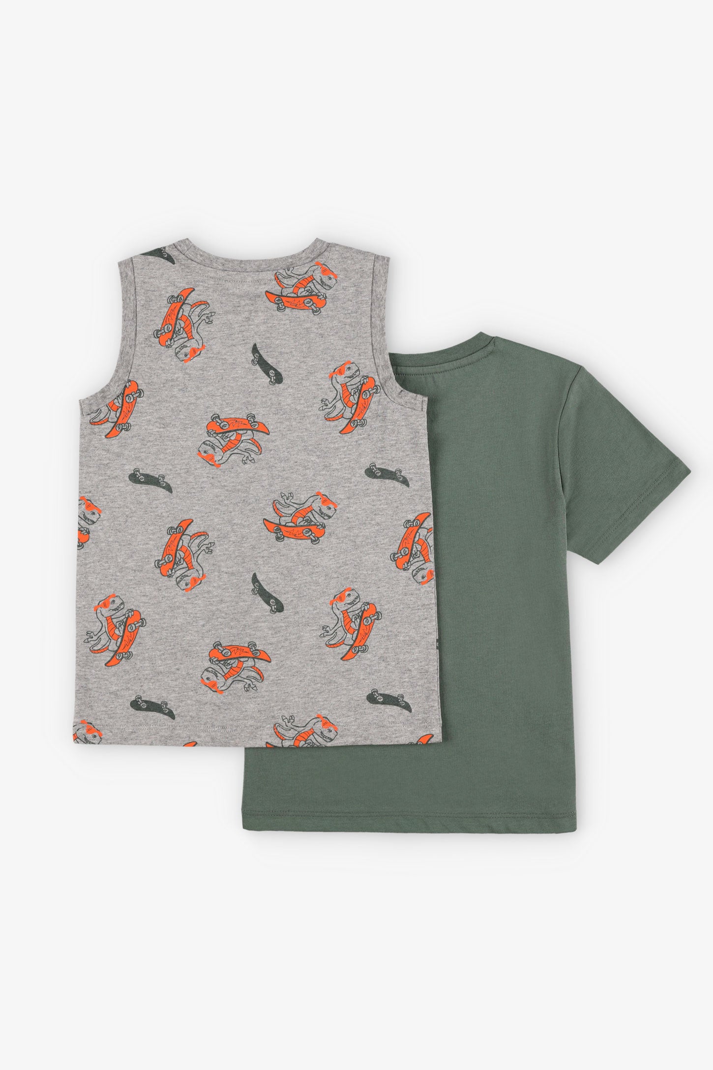 Lot de 1 t-shirt et 1 camisole en coton - Enfant garçon && GRIS MULTI