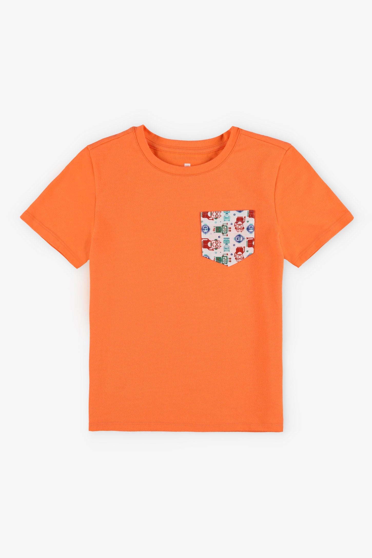 T-shirt col rond à poche, 2/20$ - Enfant garçon && ORANGE