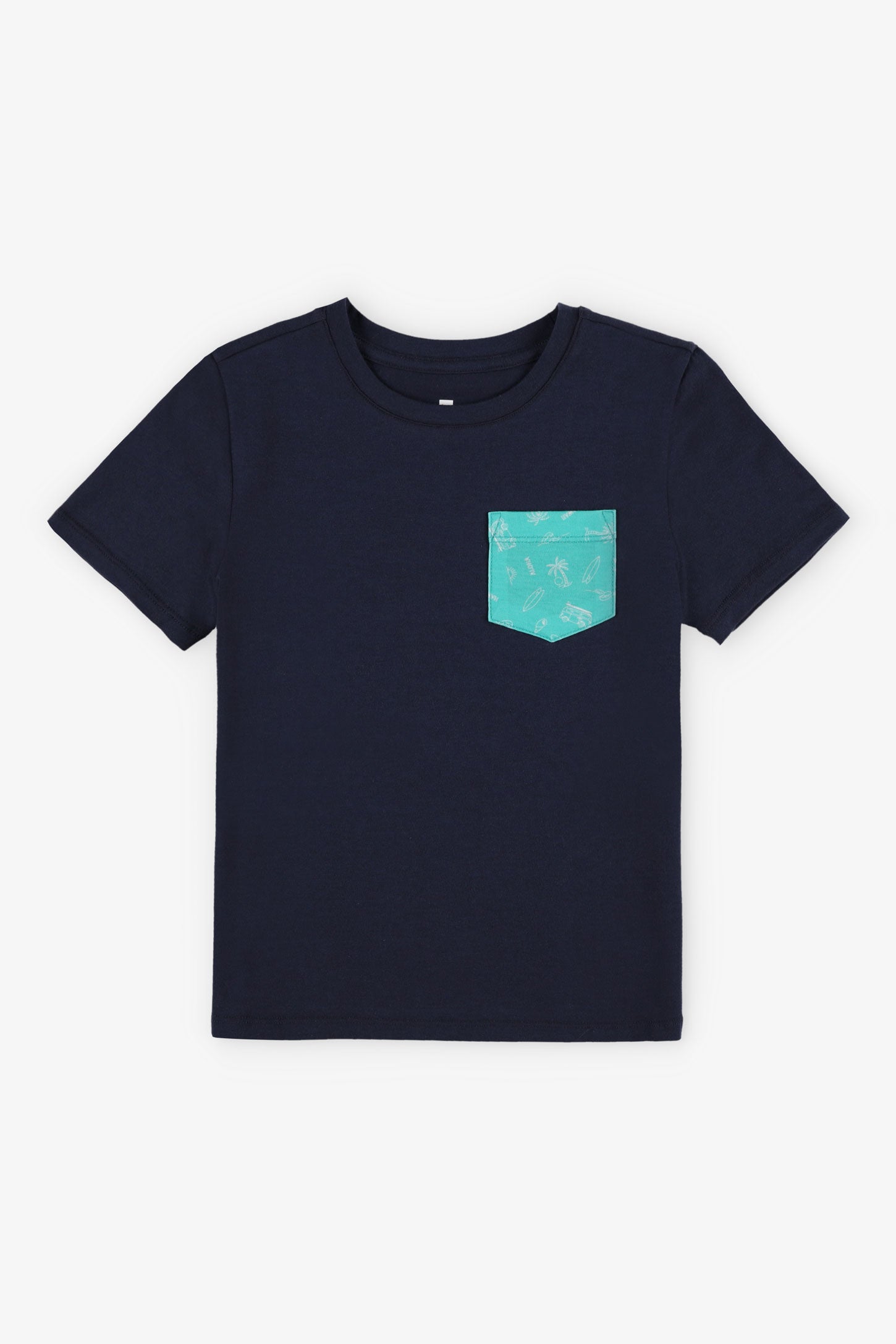 T-shirt col rond à poche, 2/20$ - Enfant garçon && BLEU MARINE