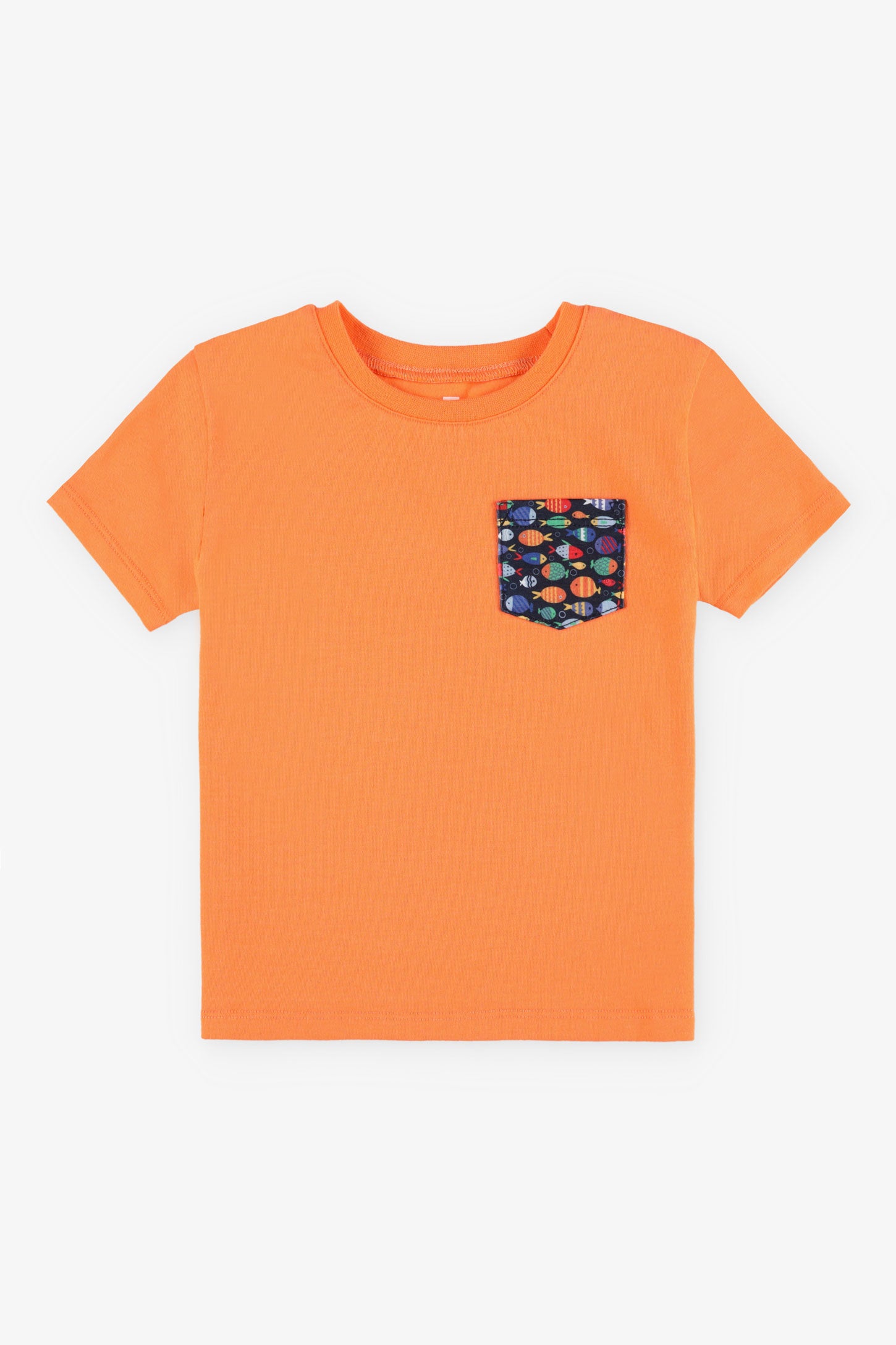 T-shirt col rond coupe droite coton, 2/15$ - Bébé garçon && ORANGE
