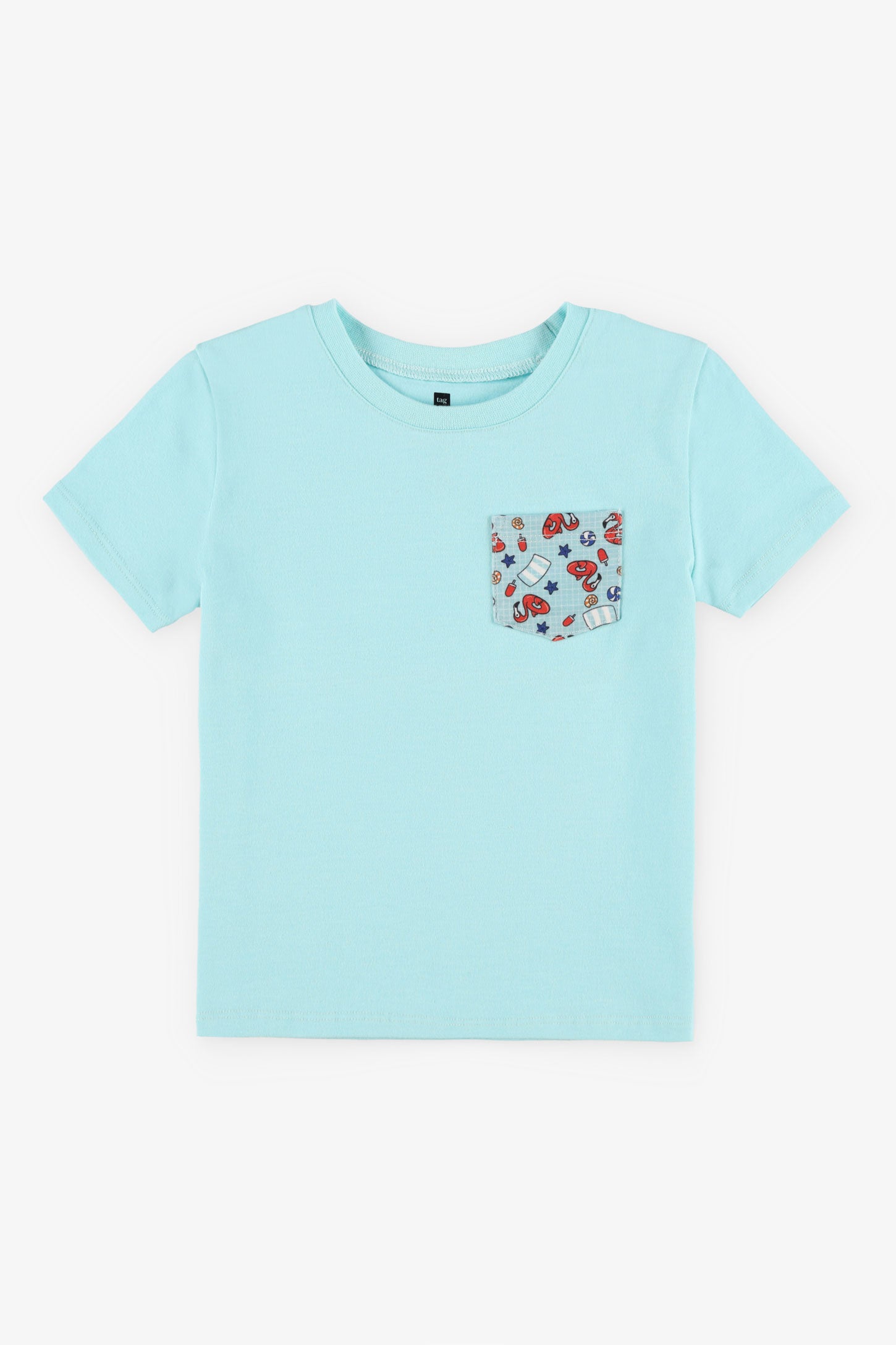 T-shirt col rond coupe droite coton, 2/15$ - Bébé garçon && TURQUOISE