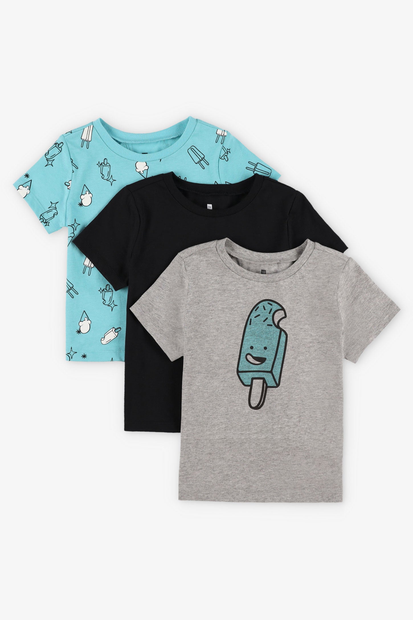 Lot de 3 t-shirts en coton, 2T-3T - Bébé garçon && BLEU PALE