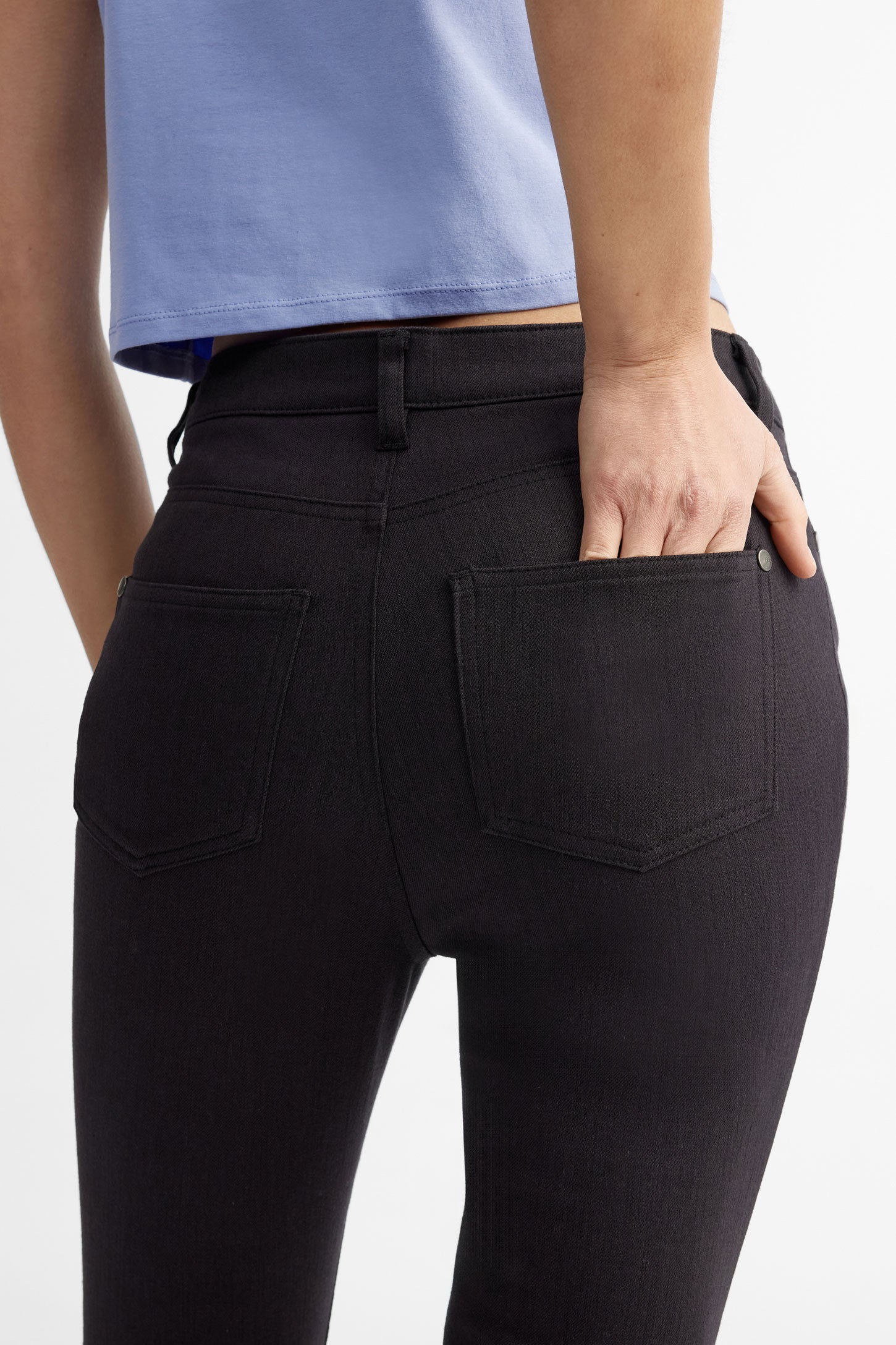 Capri 5 poches coupe ajustée en coton - Femme && NOIR