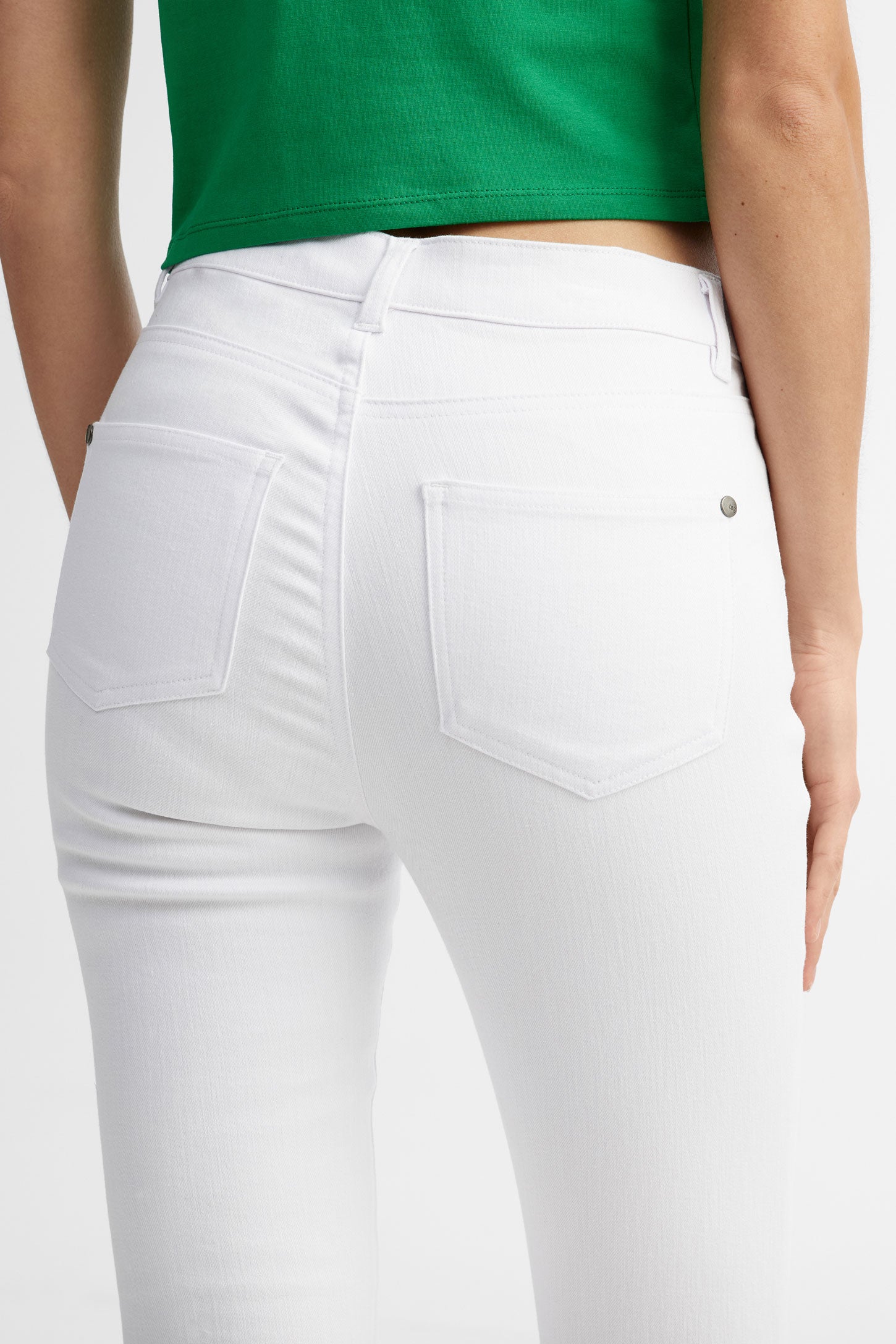 Capri 5 poches coupe ajustée en coton - Femme && BLANC
