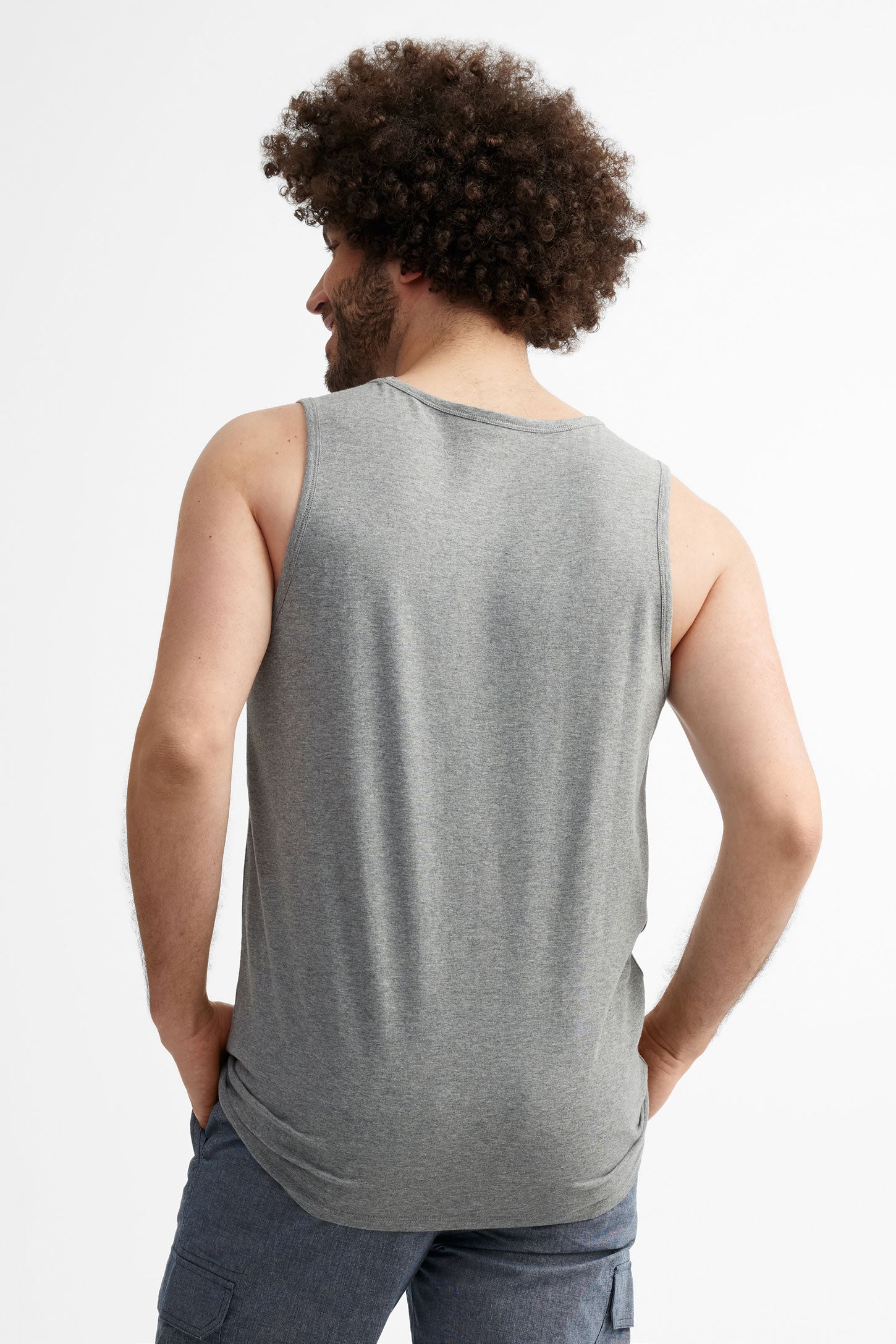 Camisole à poche en coton, 2/30$ - Homme && GRIS MIXTE