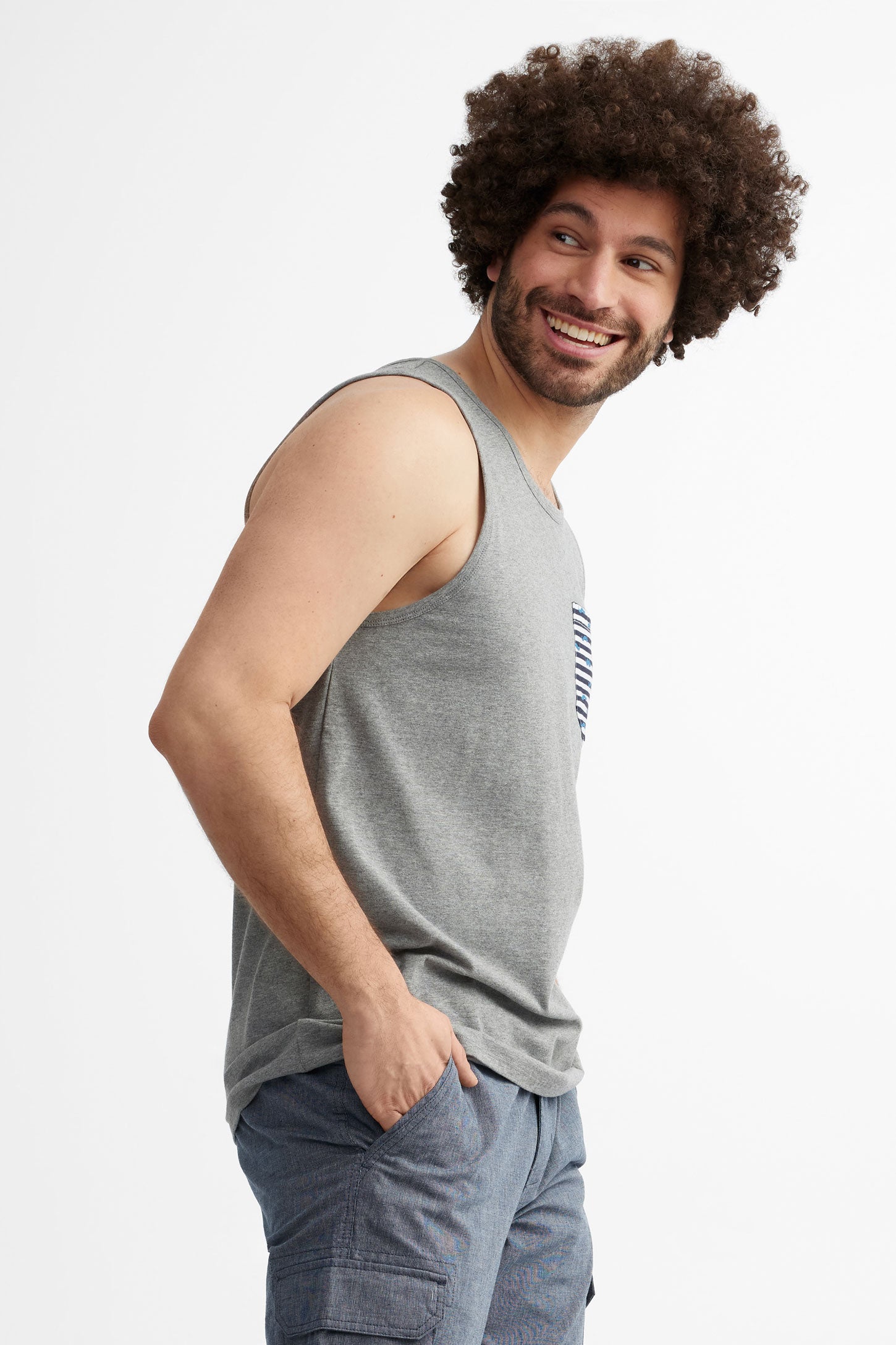 Camisole à poche en coton, 2/30$ - Homme && GRIS MIXTE