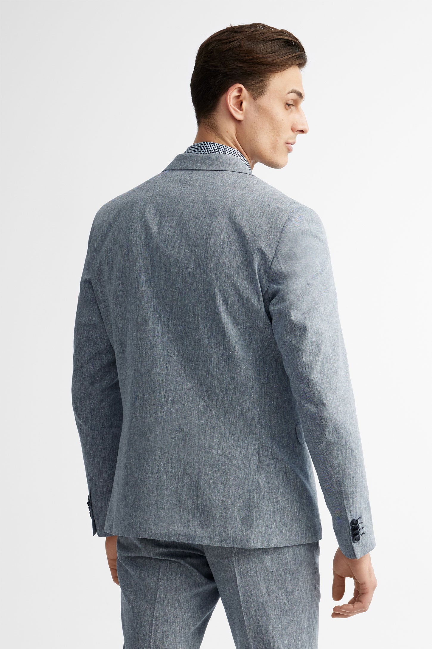 Veste coupe semi-ajustée lin - Homme && BLEU