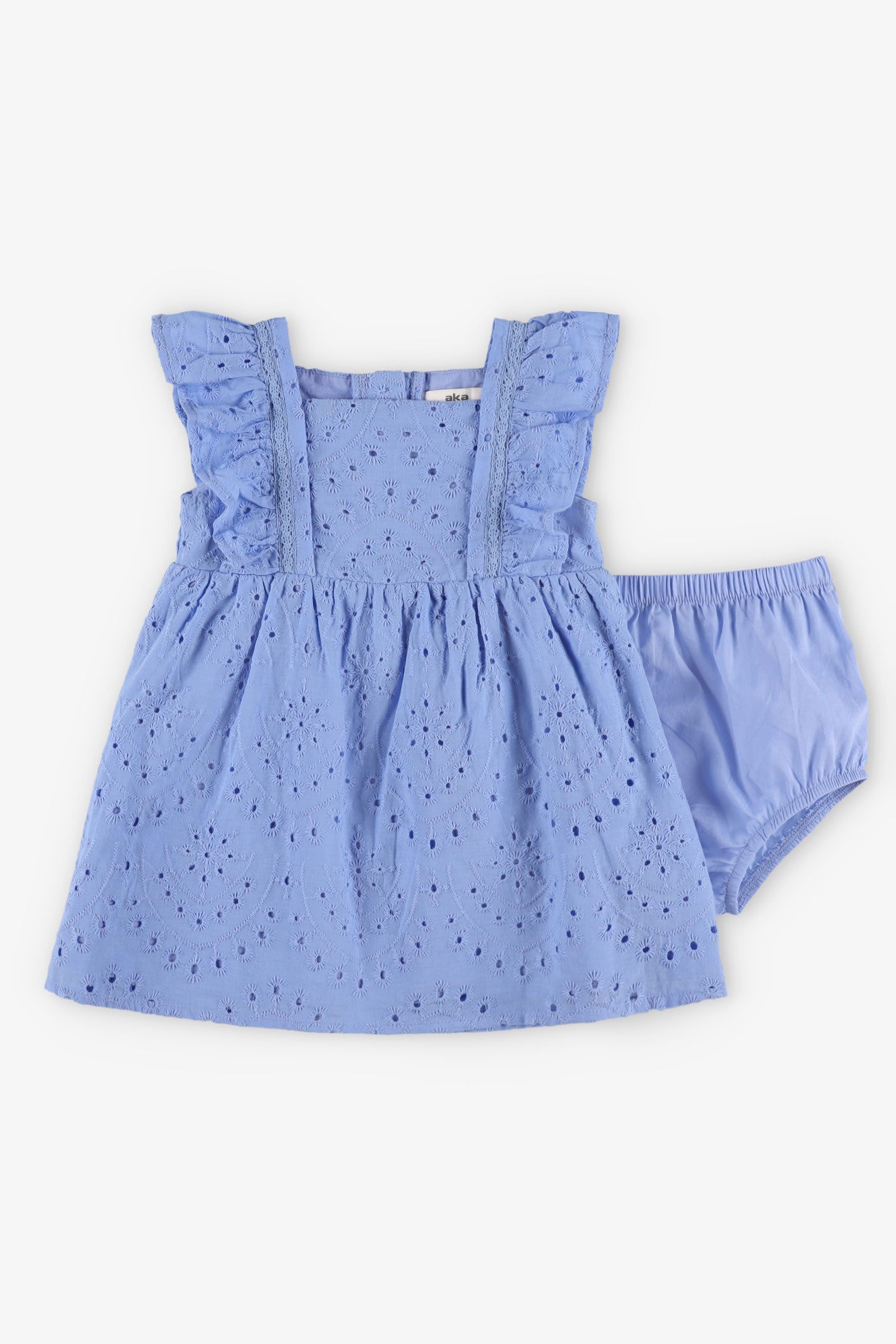 Robe avec bloomer assorti en coton, 2T-3T - Bébé fille && BLEU