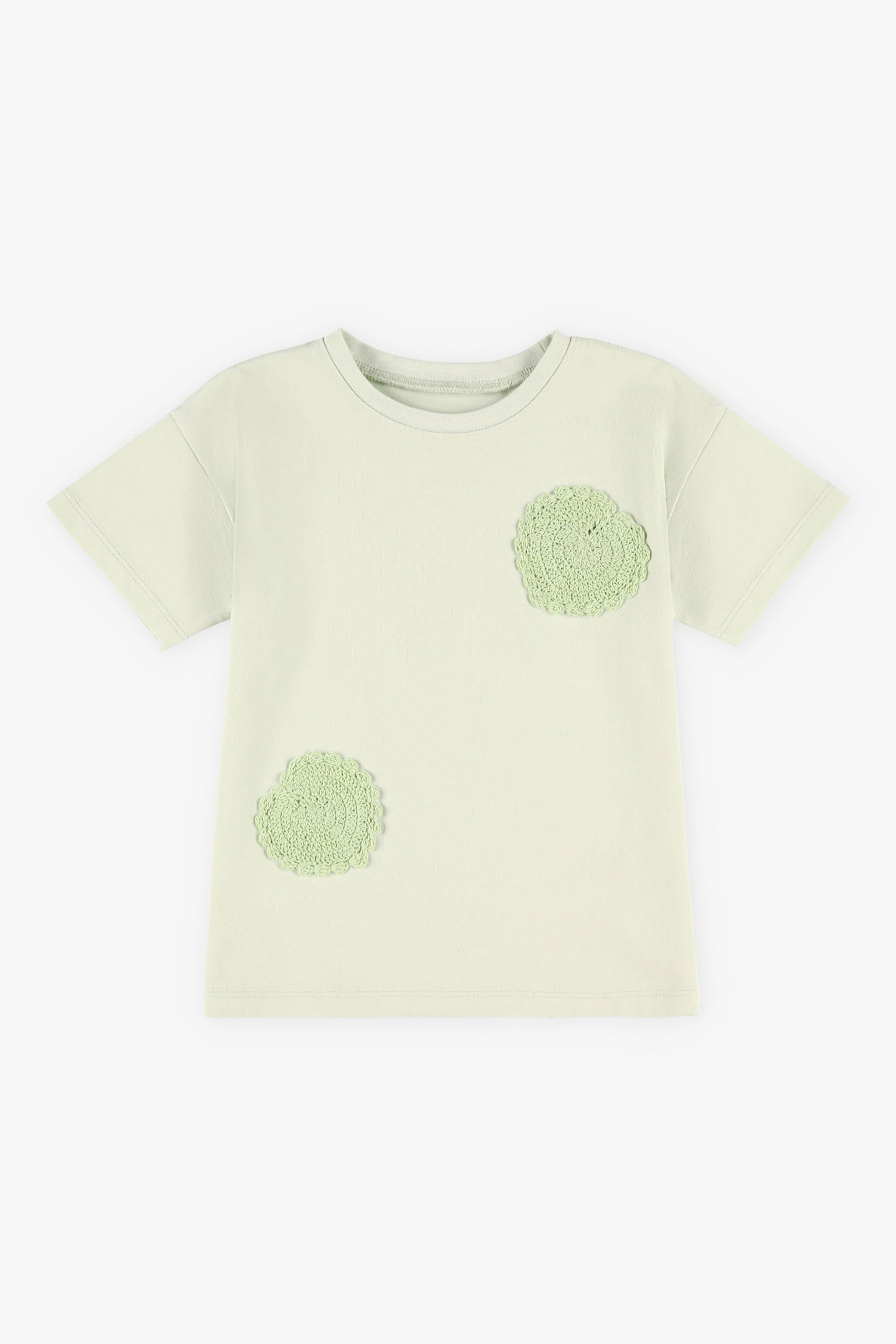 T-shirt coton avec appliqué crochet - Bébé fille && VERT