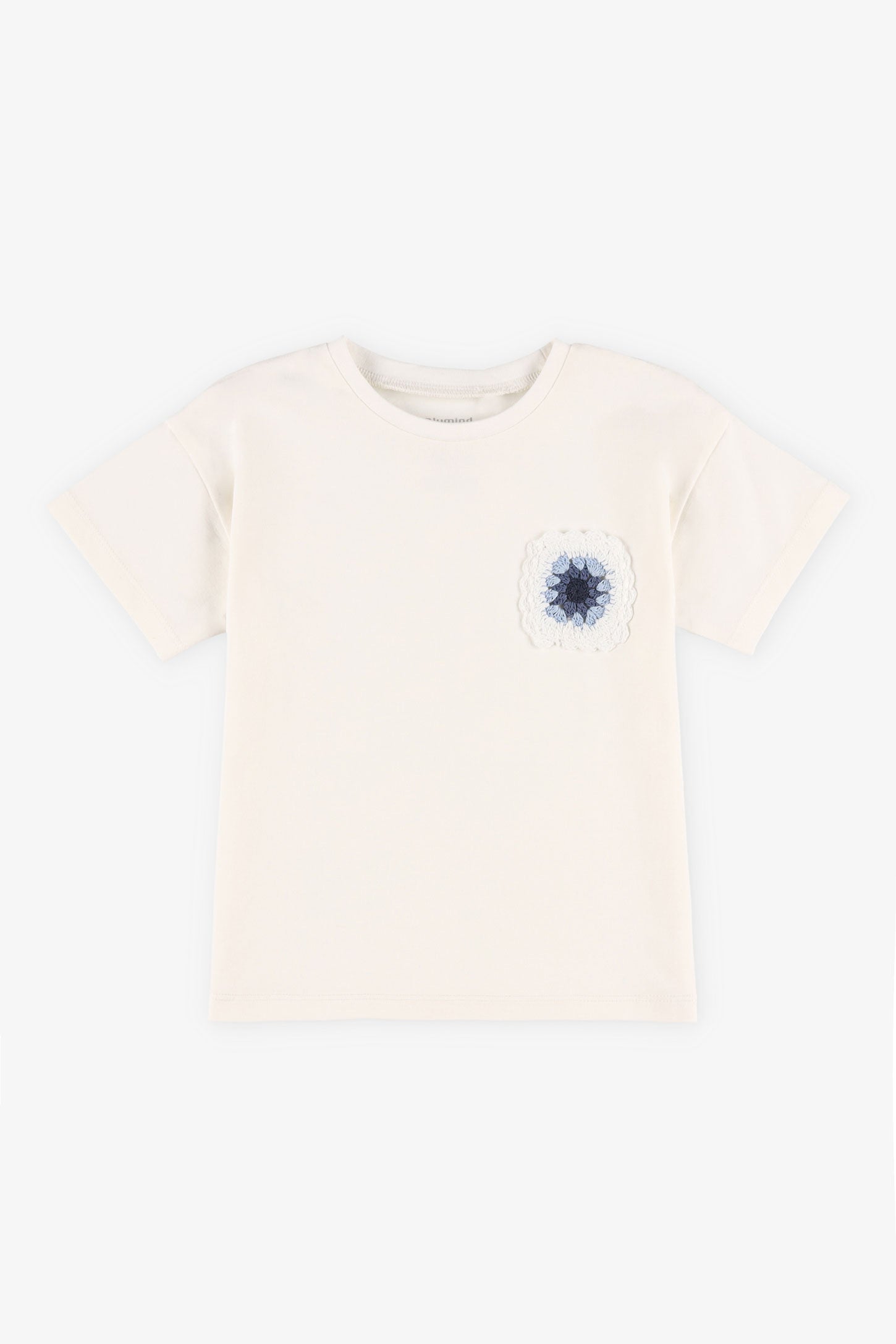 T-shirt coton avec appliqué crochet, 2T-3T - Bébé fille && BLANC