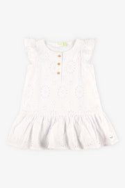 Robe à volants broderie anglaise, 2T-3T - Bébé fille && BLANC