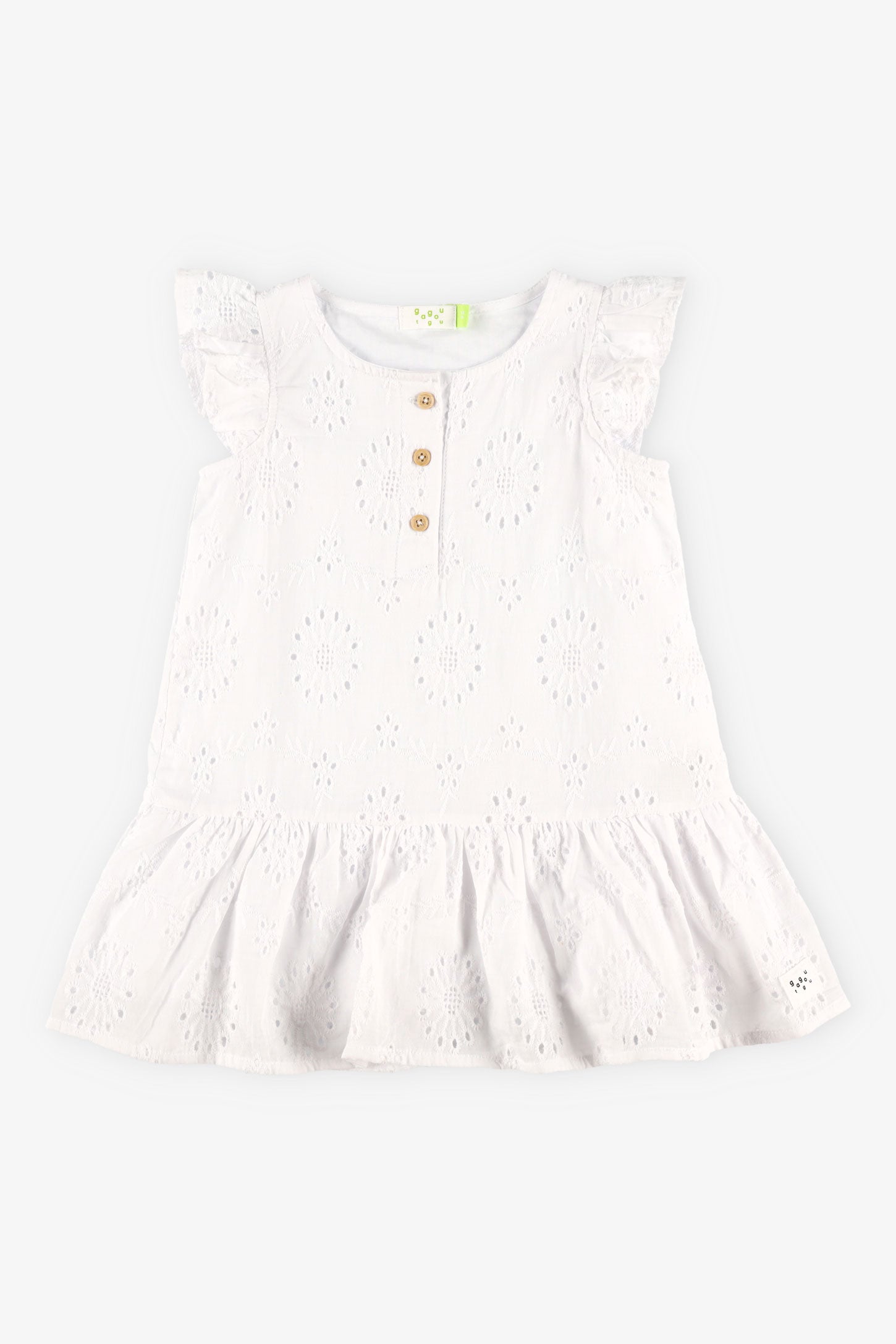 Robe à volants broderie anglaise, 2T-3T - Bébé fille && BLANC