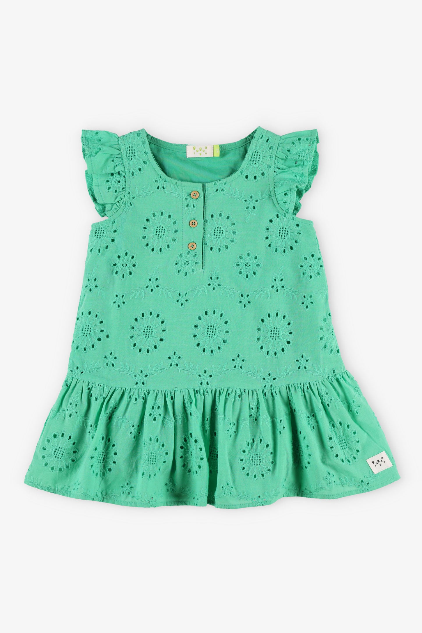 Robe à volants broderie anglaise, 2T-3T - Bébé fille && VERT
