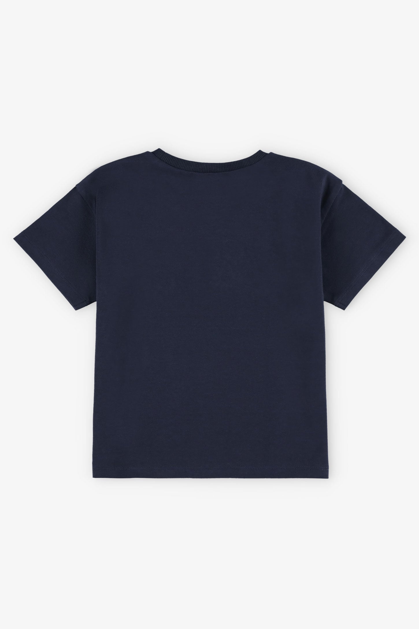 T-shirt col rond en coton - Bébé garçon && BLEU MARINE