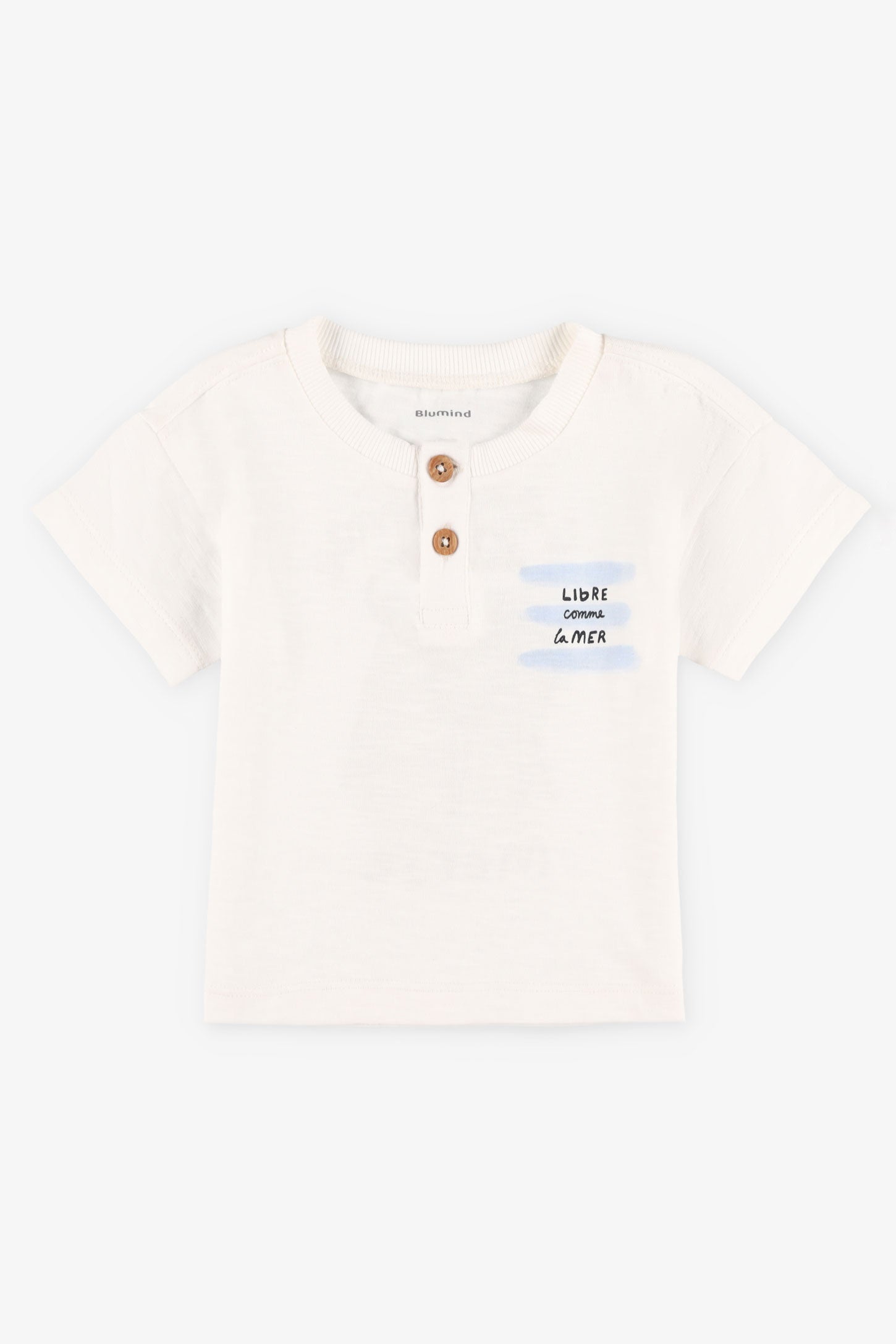 T-shirt col henley coton - Bébé garçon && BLANC