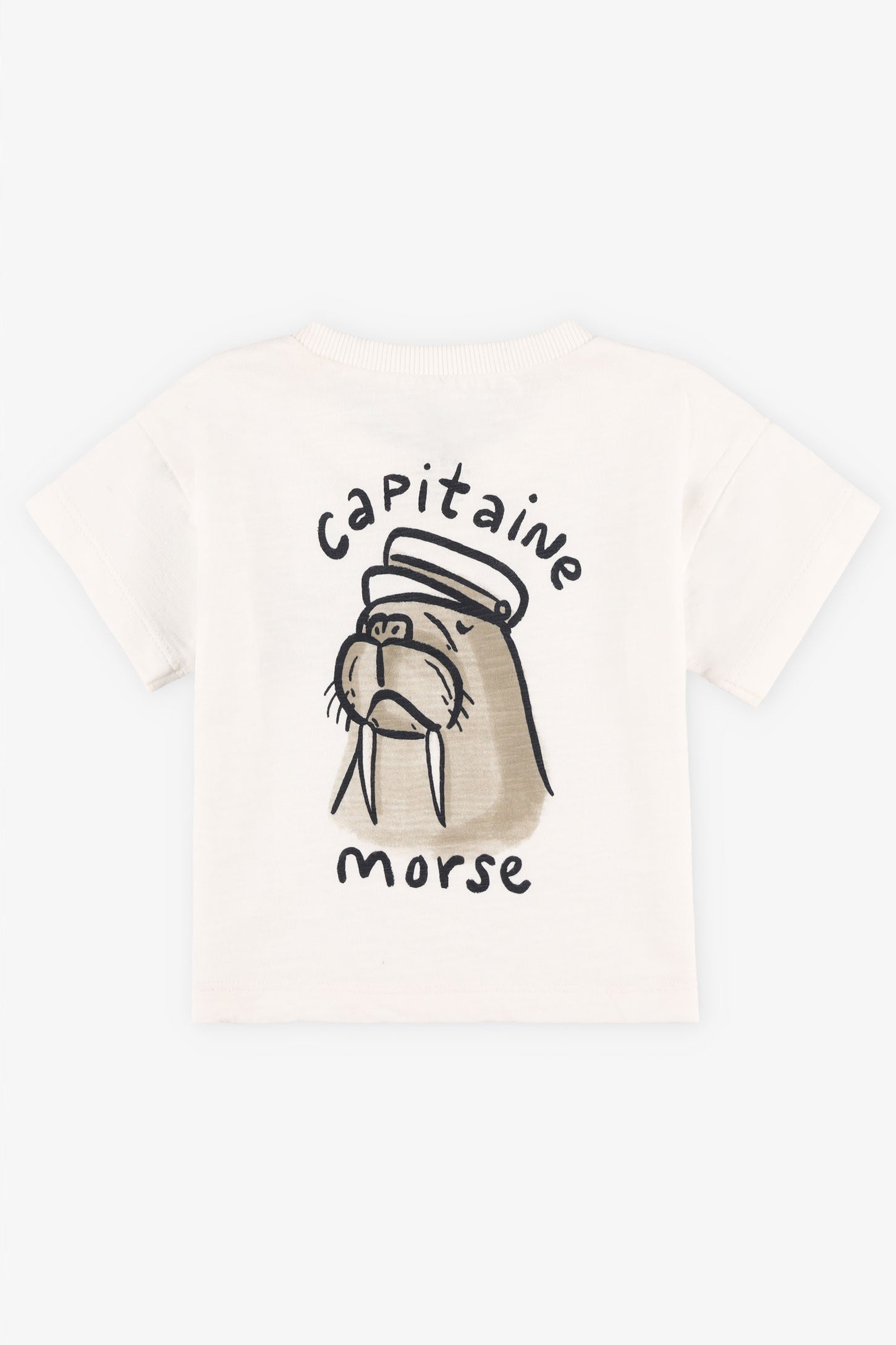 T-shirt col henley coton - Bébé garçon && BLANC