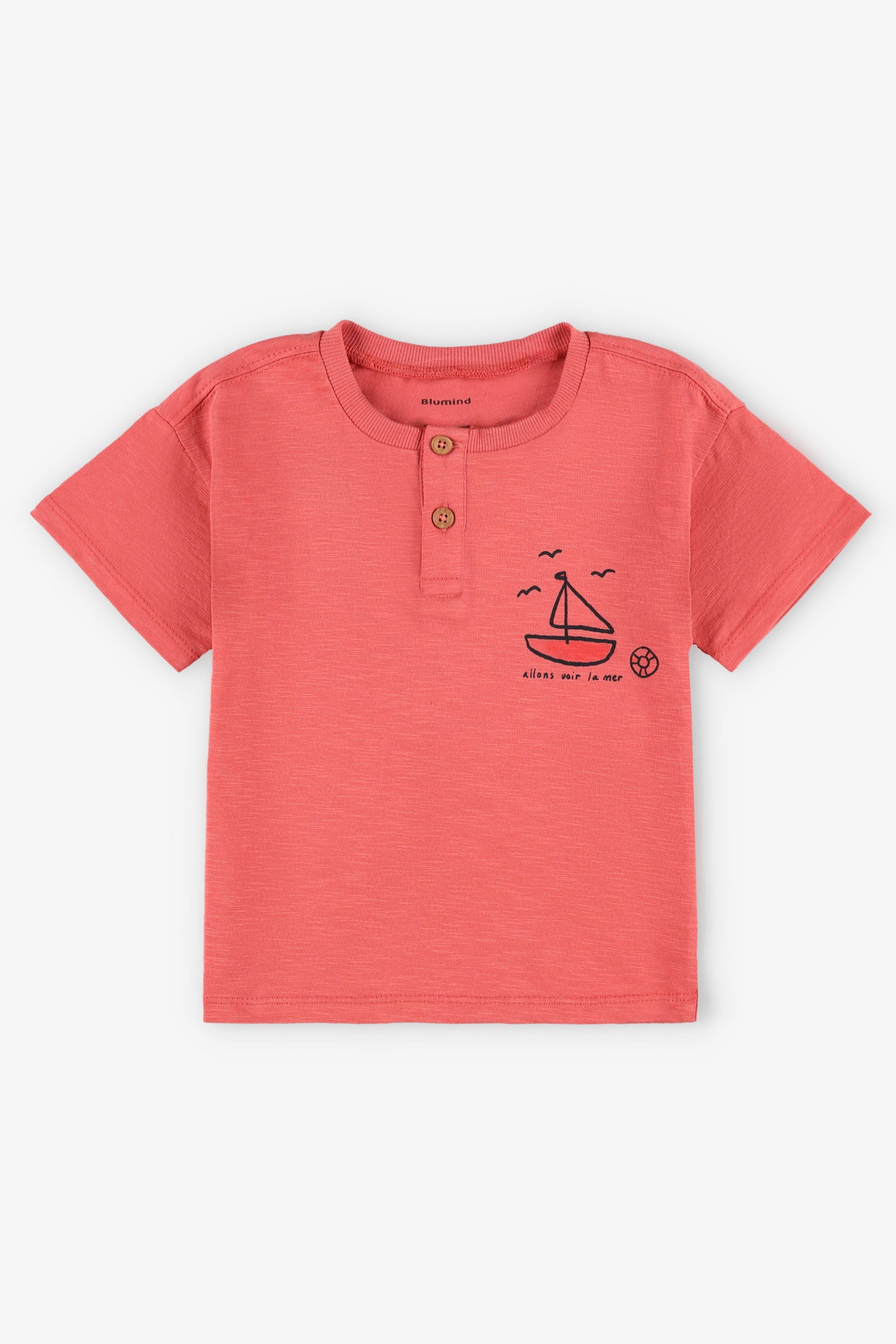 T-shirt col henley coton, 2T-3T - Bébé garçon && ROSE