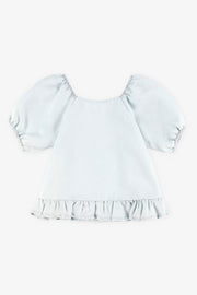 Chandail manches courtes ballon - Enfant fille && BLEU PALE