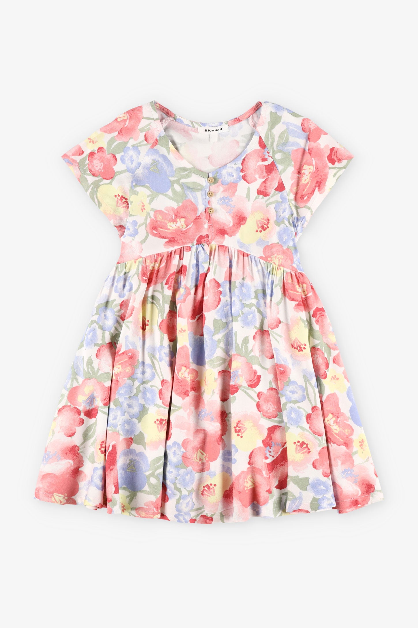 Robe manches courtes imprimé floral - Enfant fille && BLANC MULTI