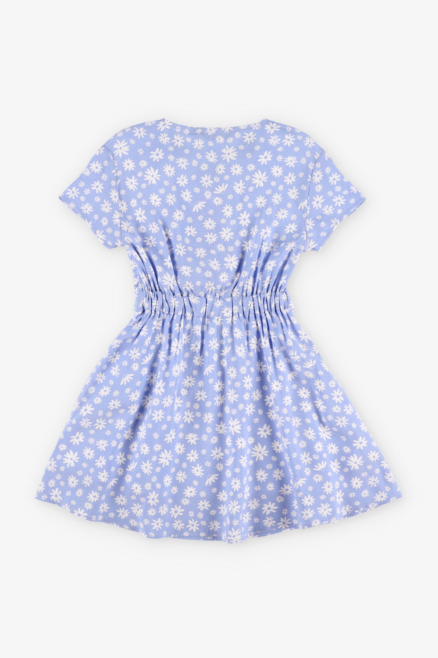 Robe manches courtes nouée au-devant - Enfant fille && BLEU MULTI