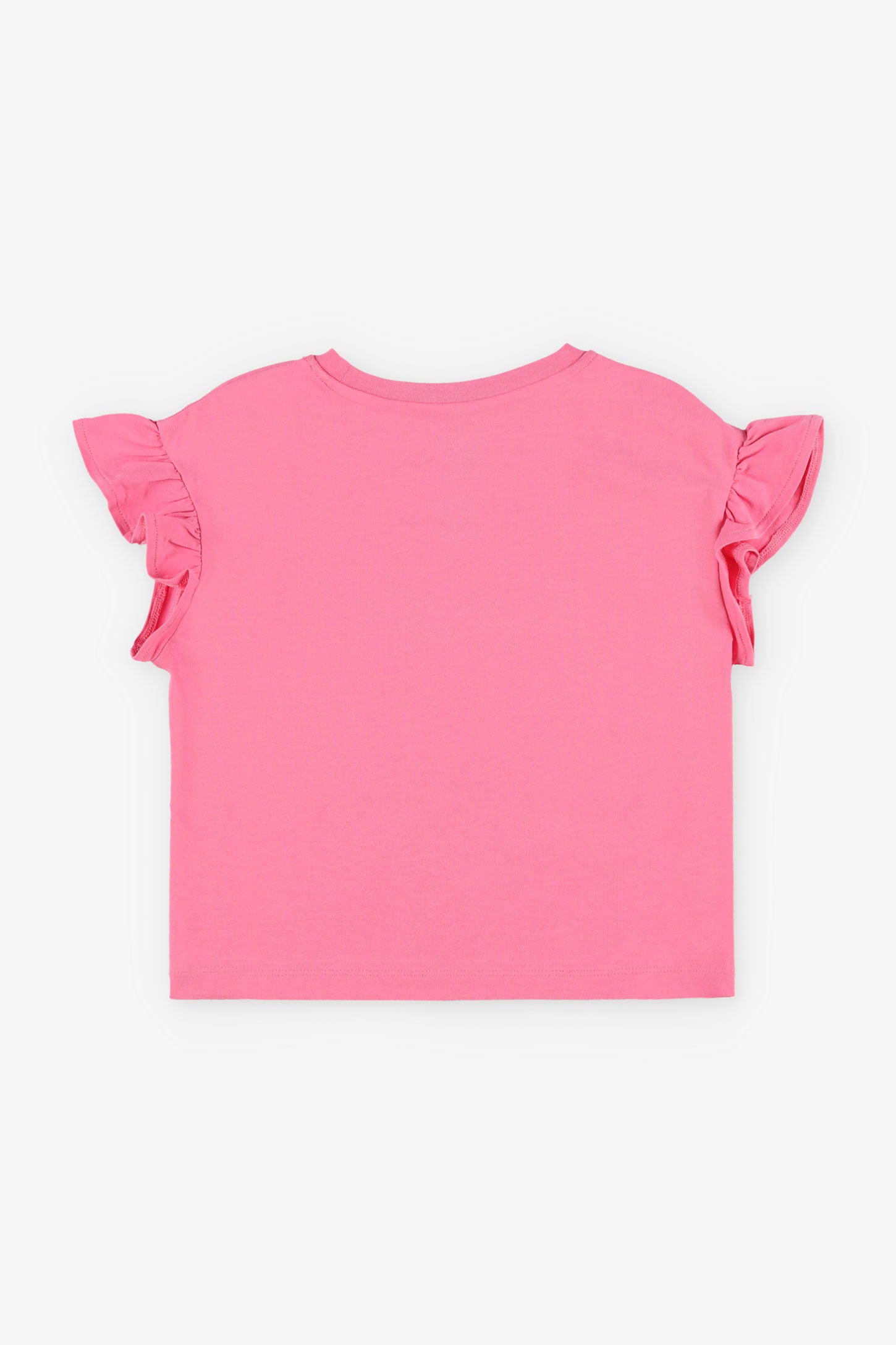 T-shirt manches volants imprimé en coton - Enfant fille && ROSE